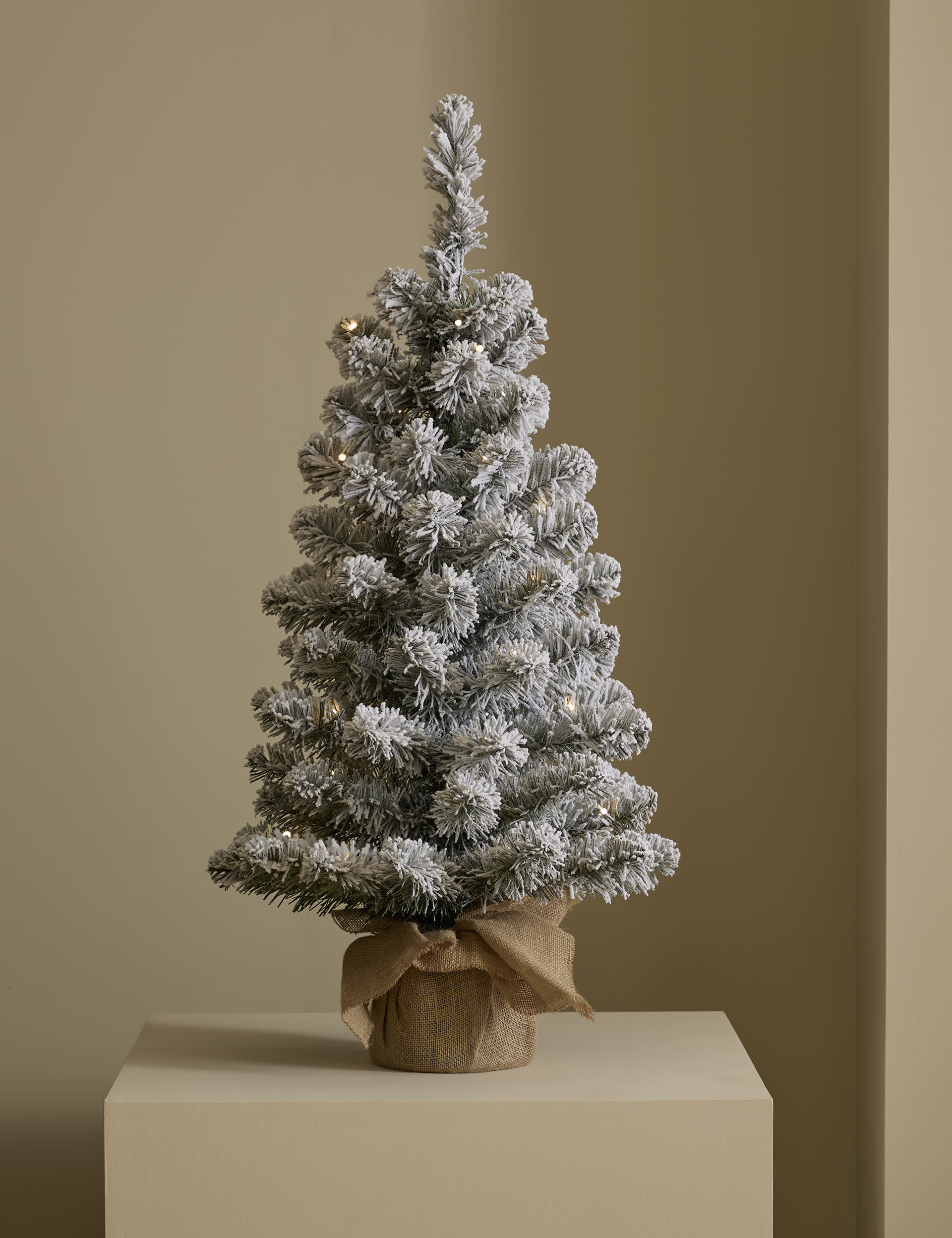 M&S 3ft Pre-LIt Snowy Christmas Tree - White Mix, White Mix