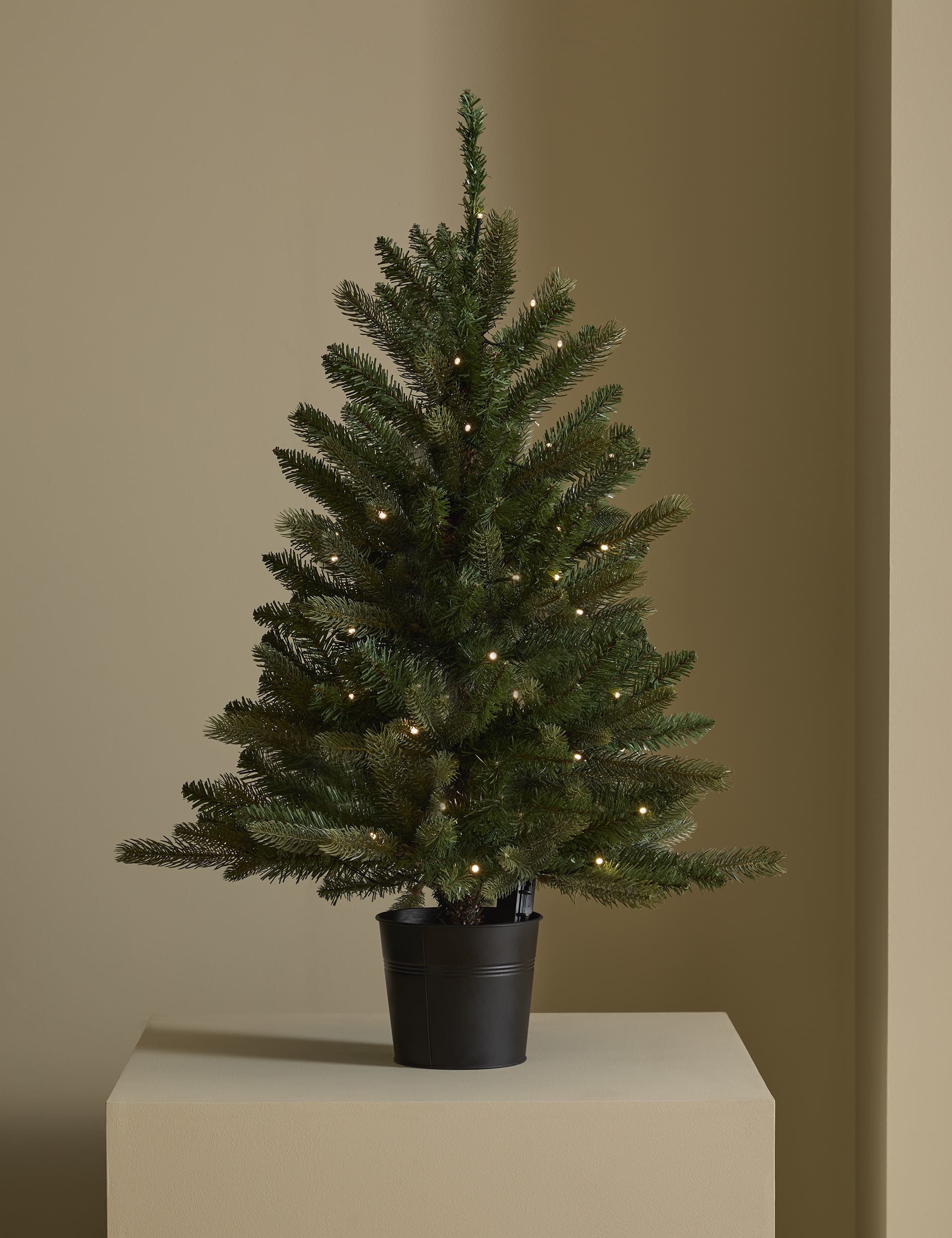 M&S 3ft Pre-Lit Noble Christmas Tree - Green, Green