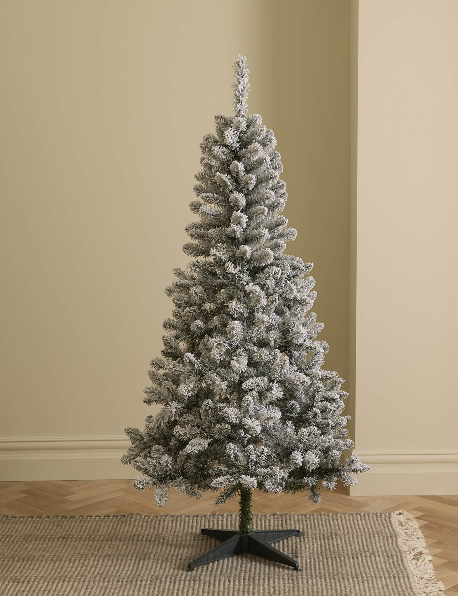 M&S 6ft Snowy Spruce Christmas Tree - White, White