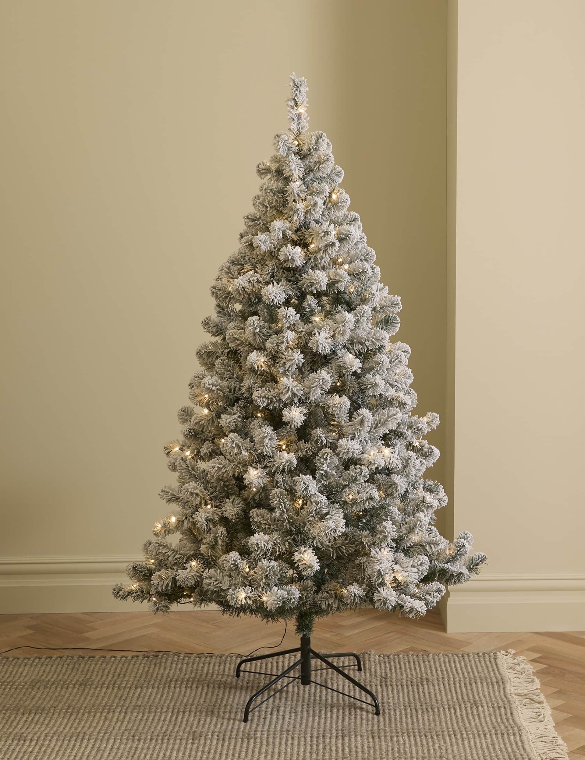 M&S 6ft Pre-Lit Snowy Christmas Tree - White Mix, White Mix