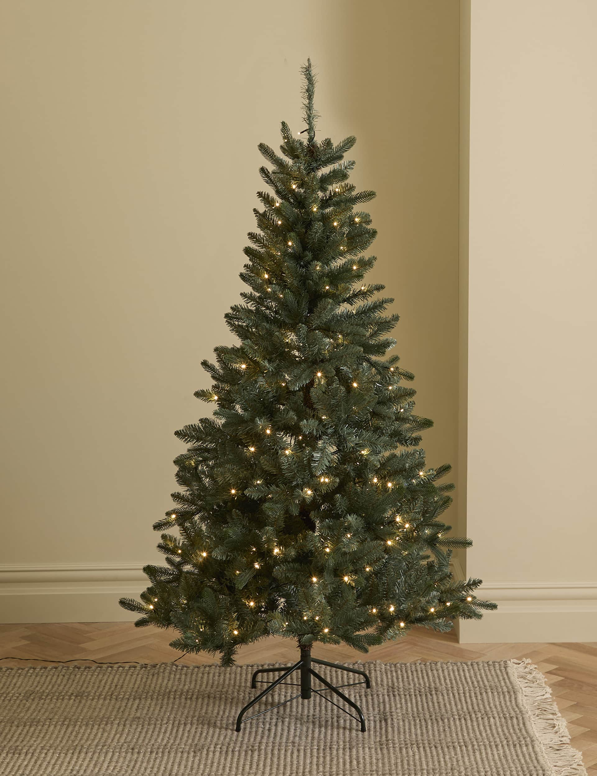 M&S 6ft Pre-Lit Blue Spruce Christmas Tree, Blue