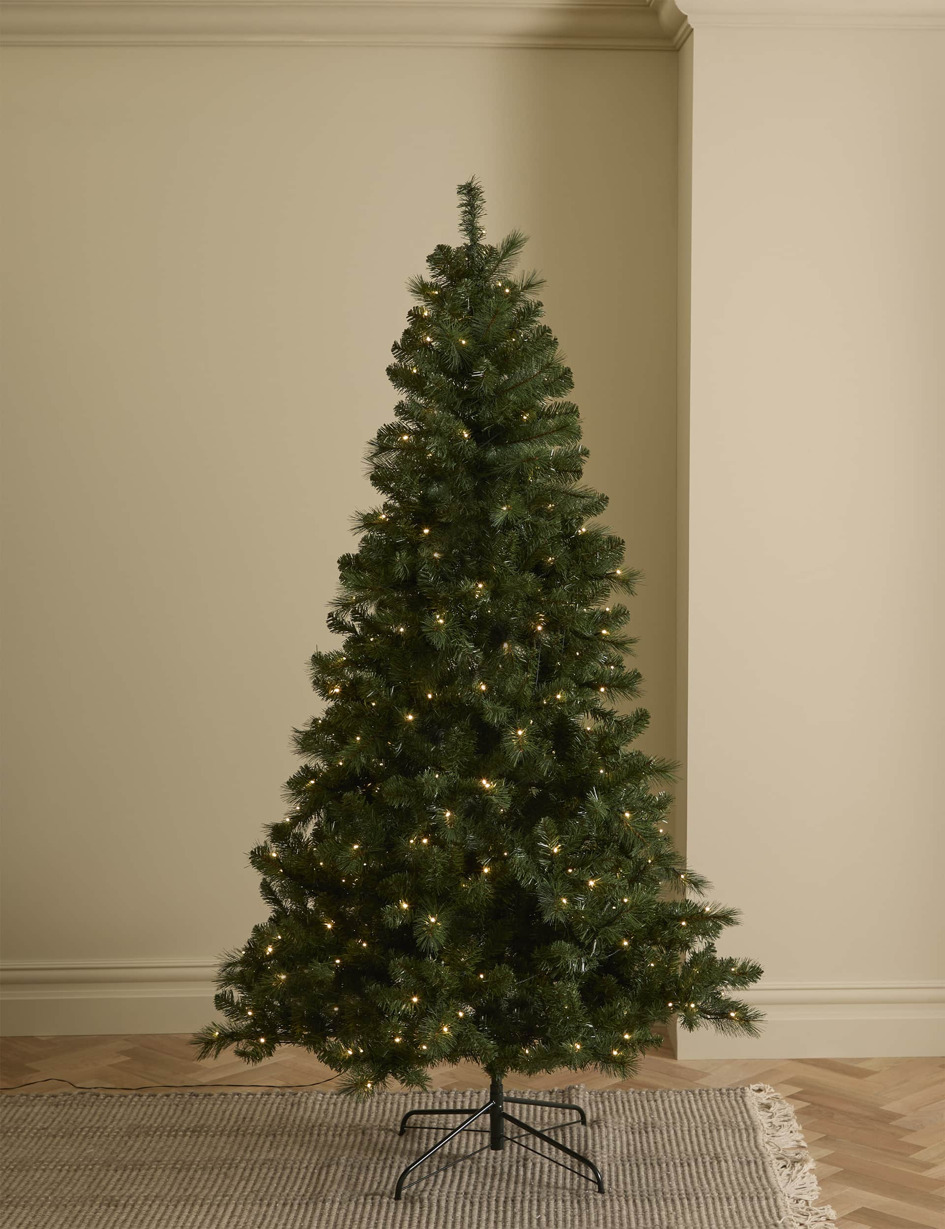 M&S 7ft Pre-Lit Pine Christmas Tree - Green, Green