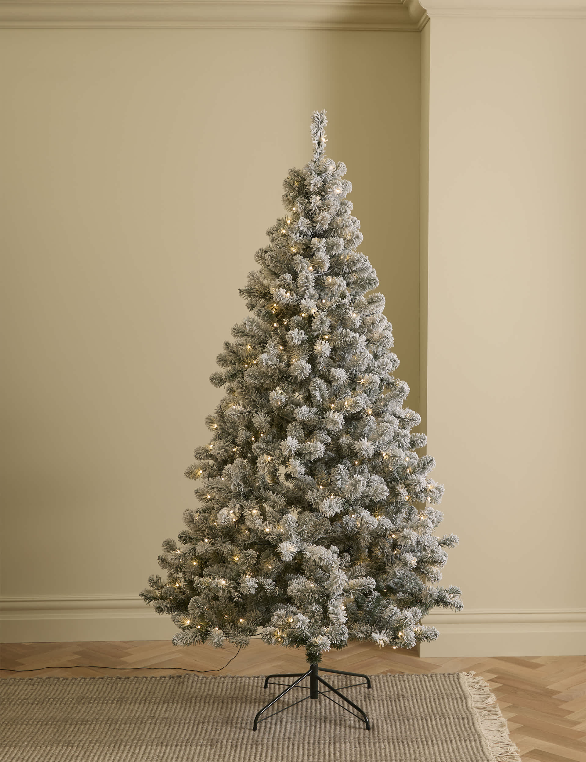 M&S 7ft Pre-Lit Snowy Christmas Tree - White Mix, White Mix