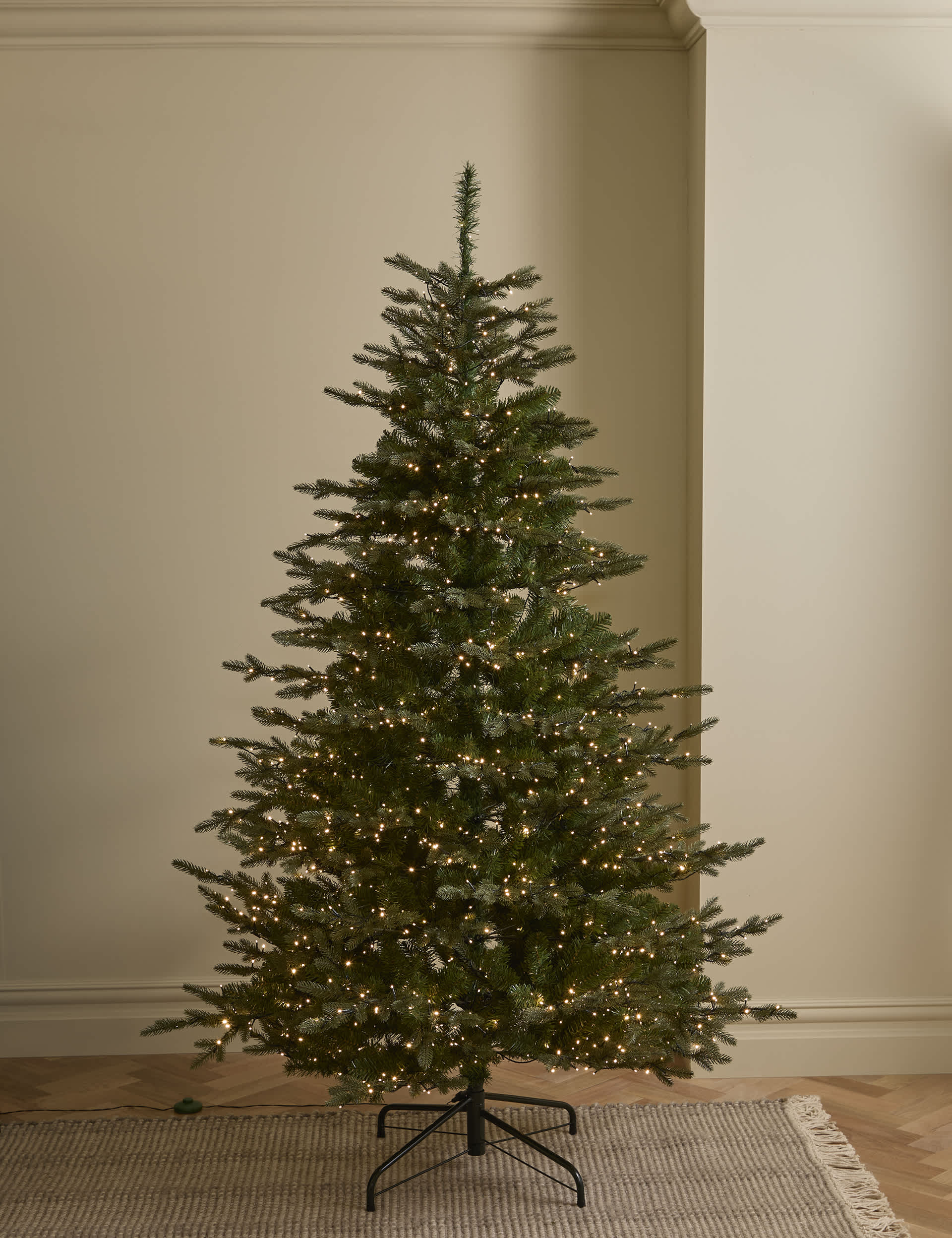 M&S 7ft Pre-lit Grand Fir Christmas Tree - White Mix, White Mix