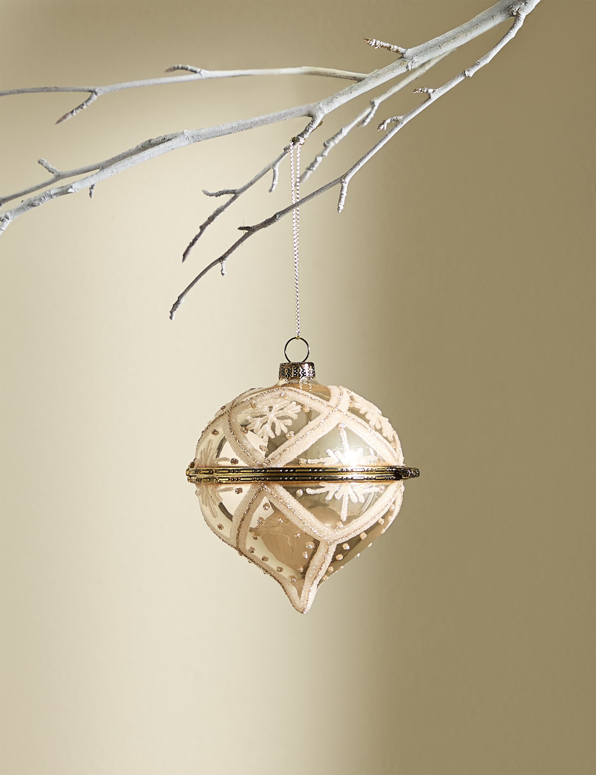 M&S Glass Open & Close Bauble - Gold, Gold