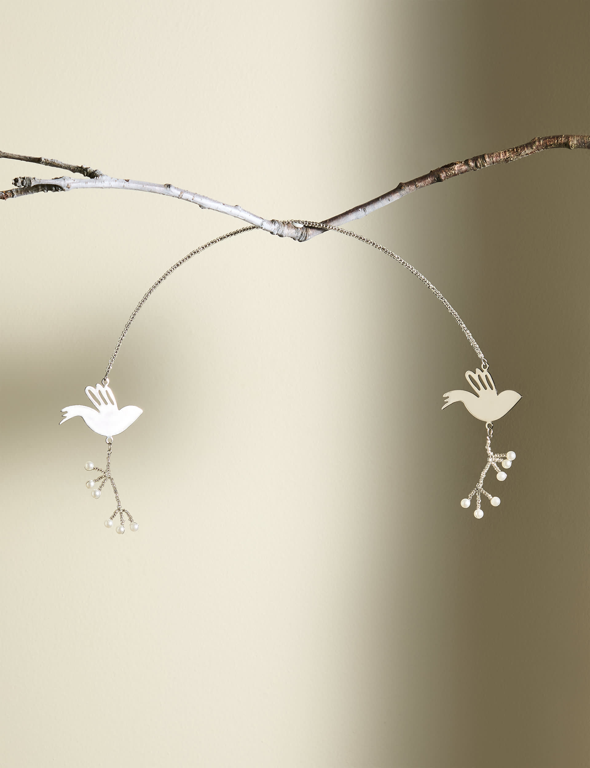 M&S Silver Wire Bird Tree Decoration, Silver