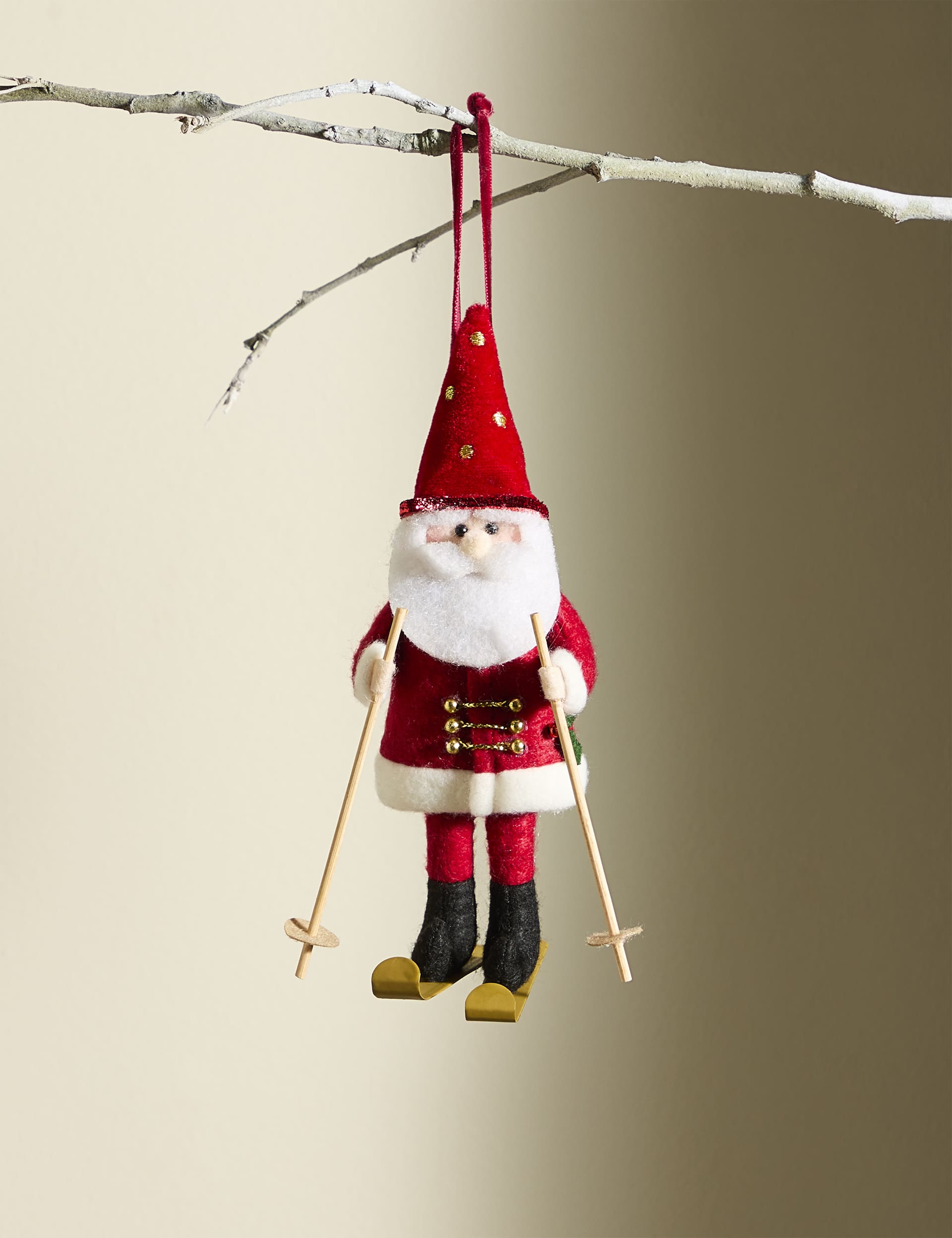 M&S Felt Father Christmas Hanging Decoration - Red Mix, Red Mix