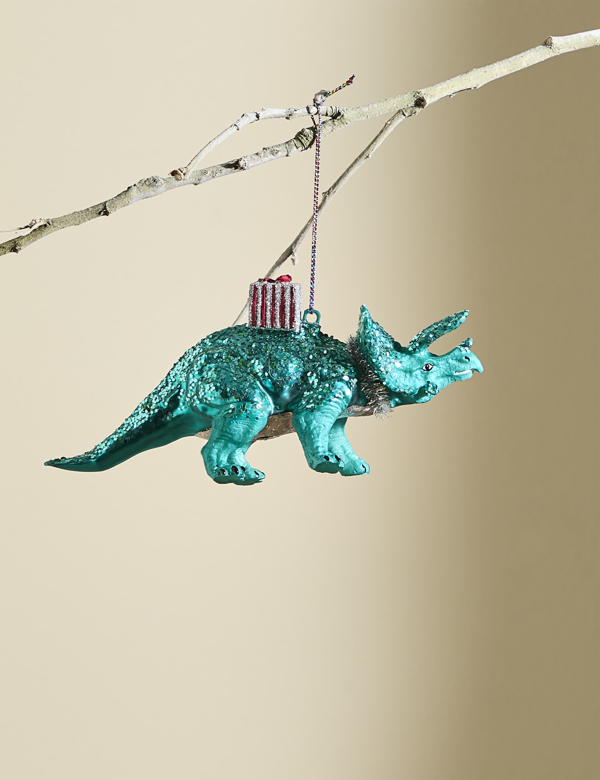 M&S Glass Dinosaur Hanging Decoration - Green Mix, Green Mix