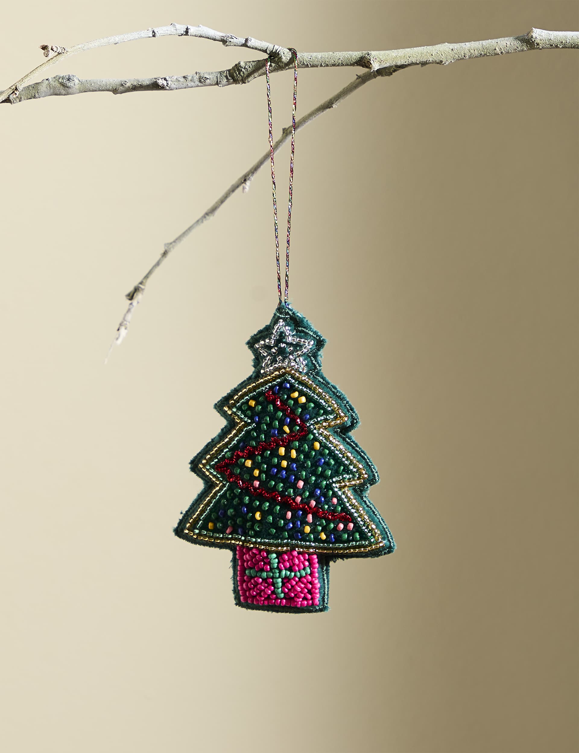 M&S Beaded Tree Hanging Decoration - Multi, Multi