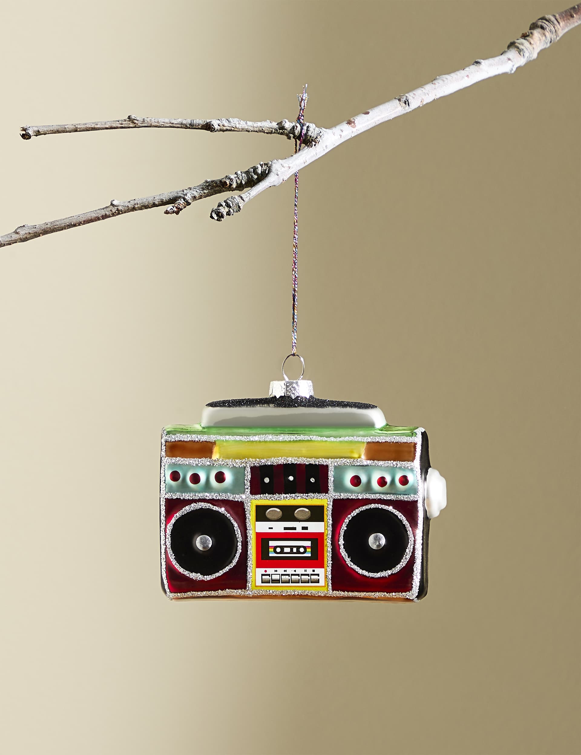 M&S Glass Boom Box Hanging Decoration - Multi, Multi