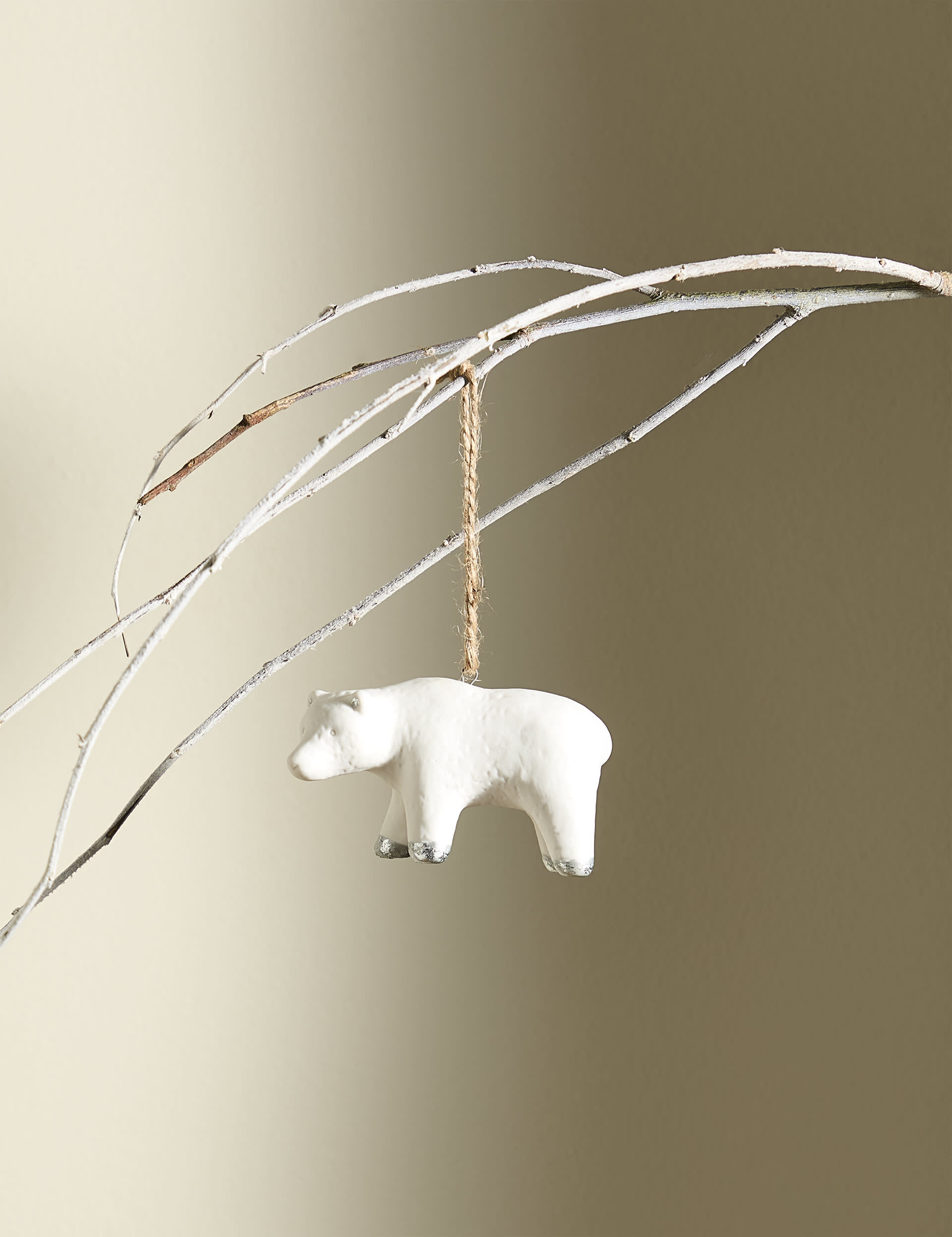 M&S Ceramic Polar Bear Hanging Decoration - White Mix, White Mix