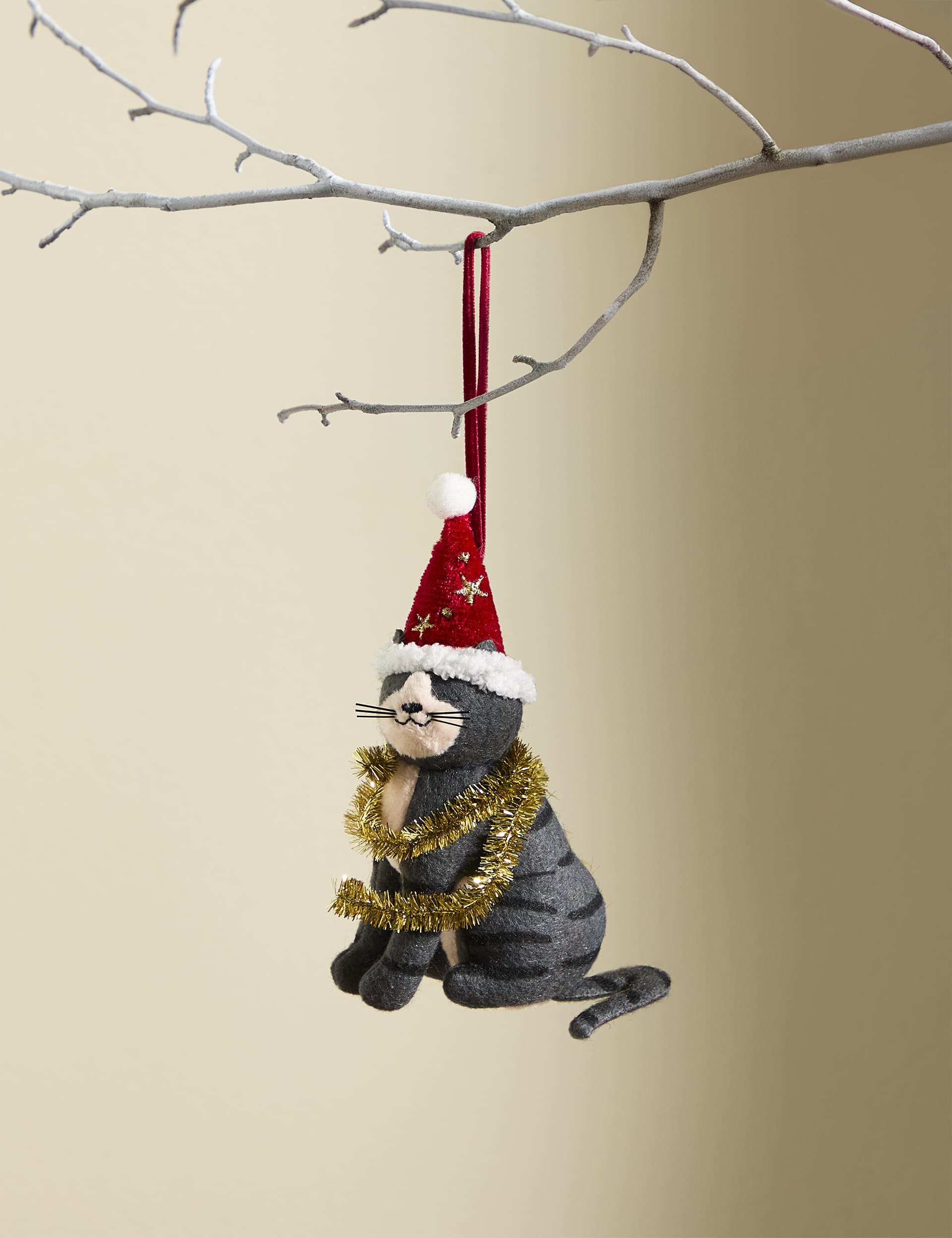 M&S Felt Cat Hanging Decoration - Multi, Multi