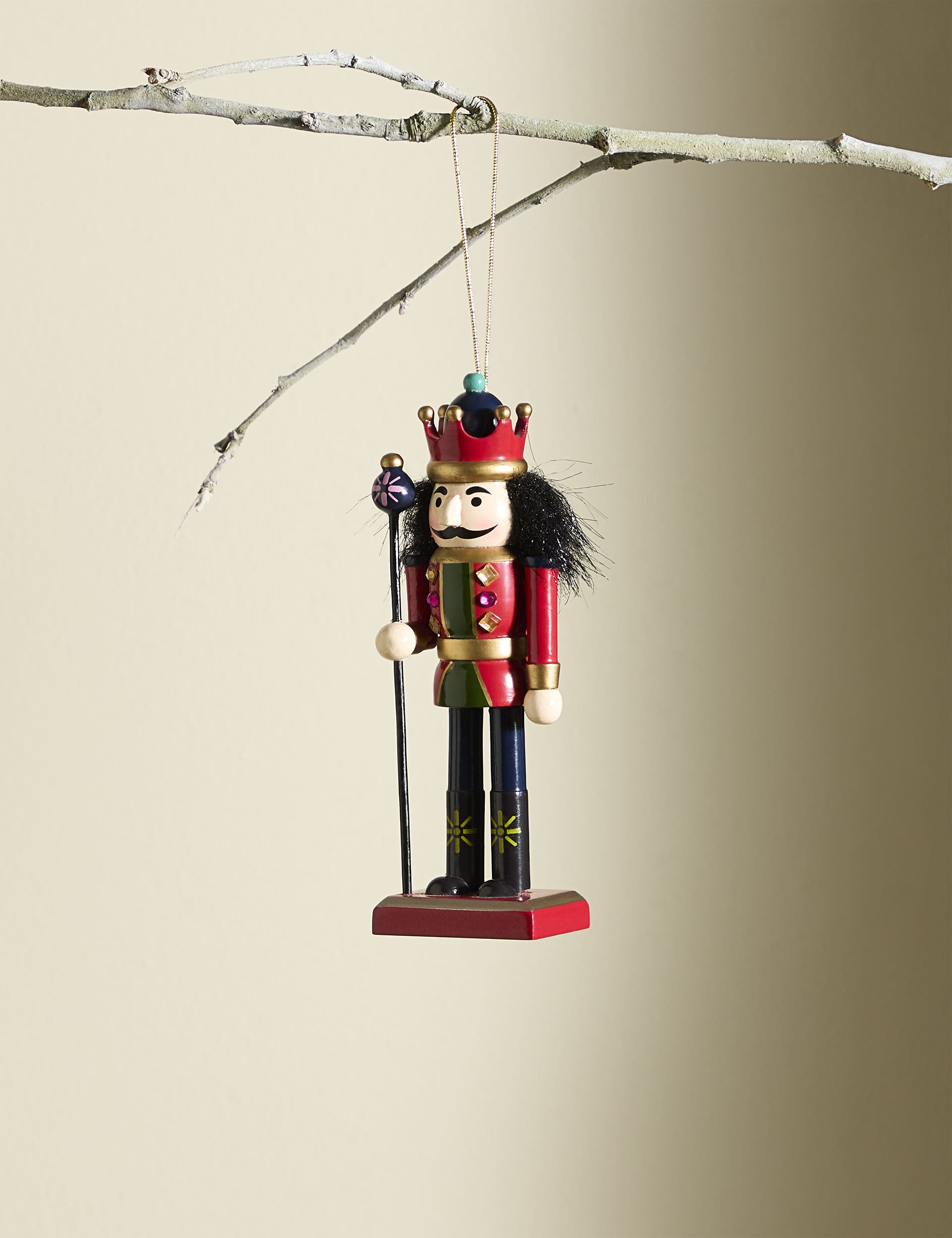 M&S Wooded Nutcracker Hanging Decoration - Multi, Multi