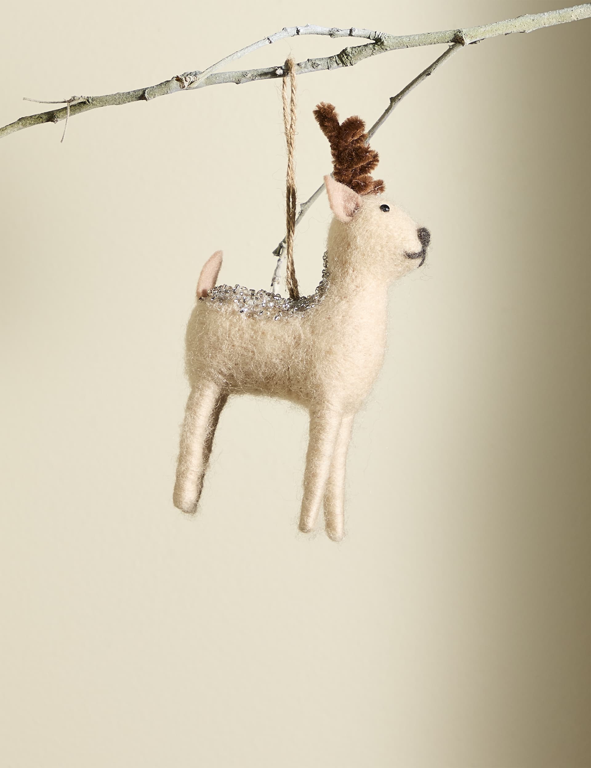 M&S Felt Hanging Stag Decoration - Natural, Natural