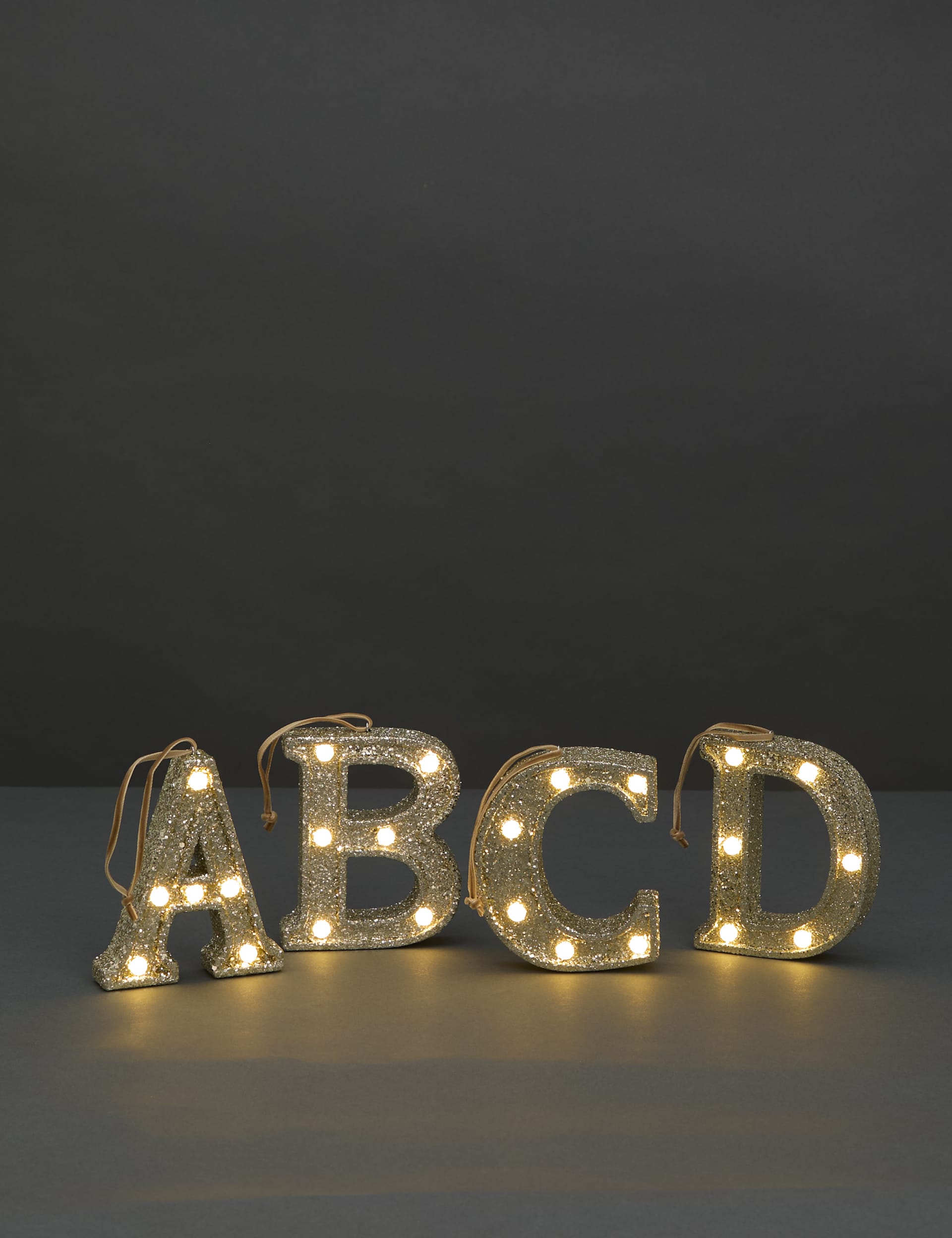 M&S Glitter Light Up Alphabet Hanging Decoration - LetrI - Silver, Silver