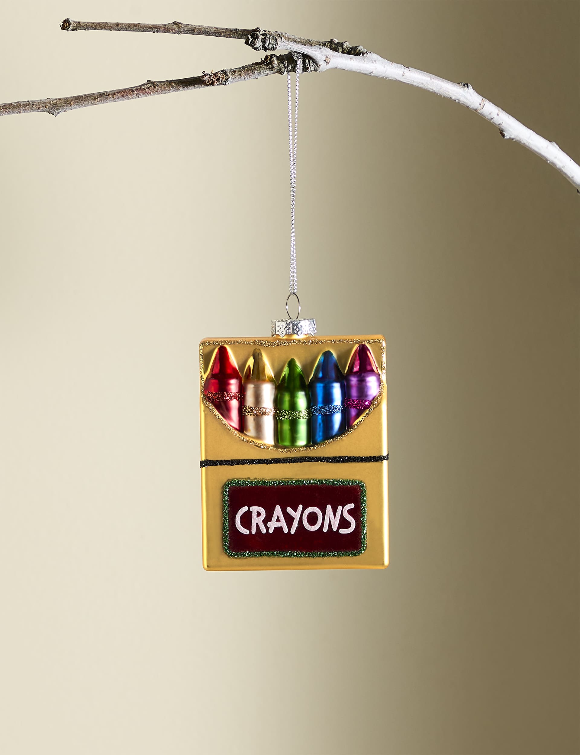 M&S Multicoloured Glass Crayon Bauble, Multi