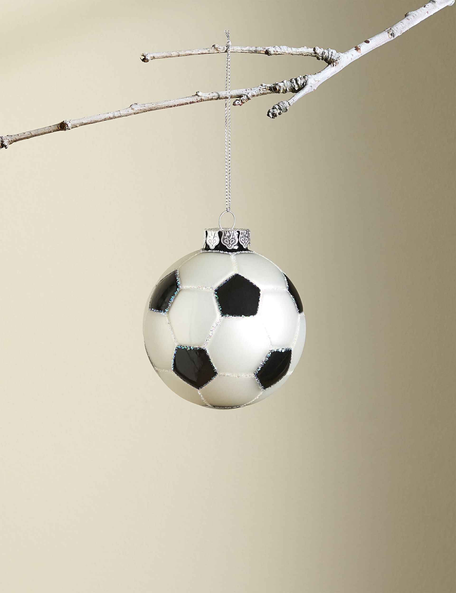 M&S Glass Football Hanging Decoration - Multi, Multi