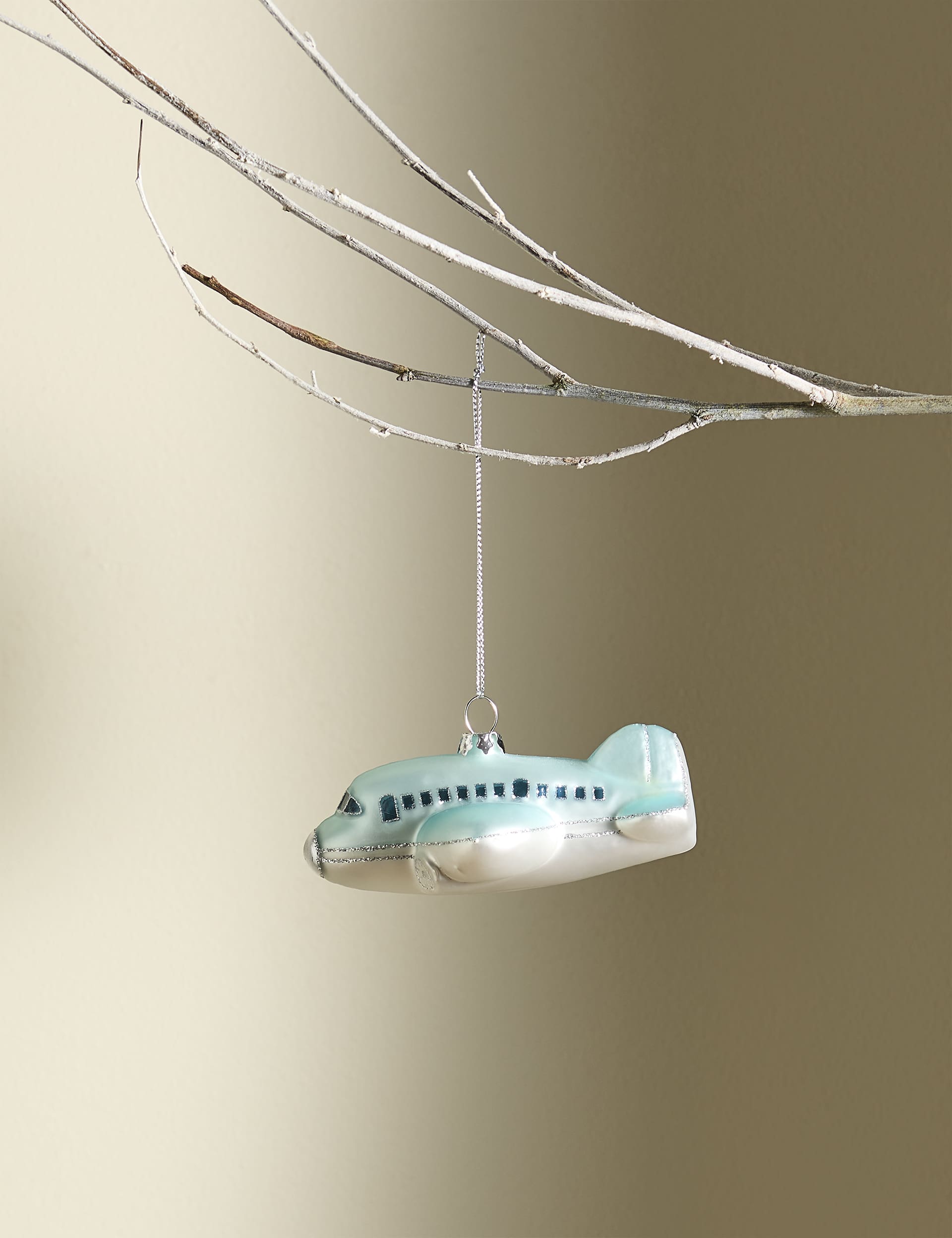 M&S Glass Aeroplane Hanging Decoration - Multi, Multi