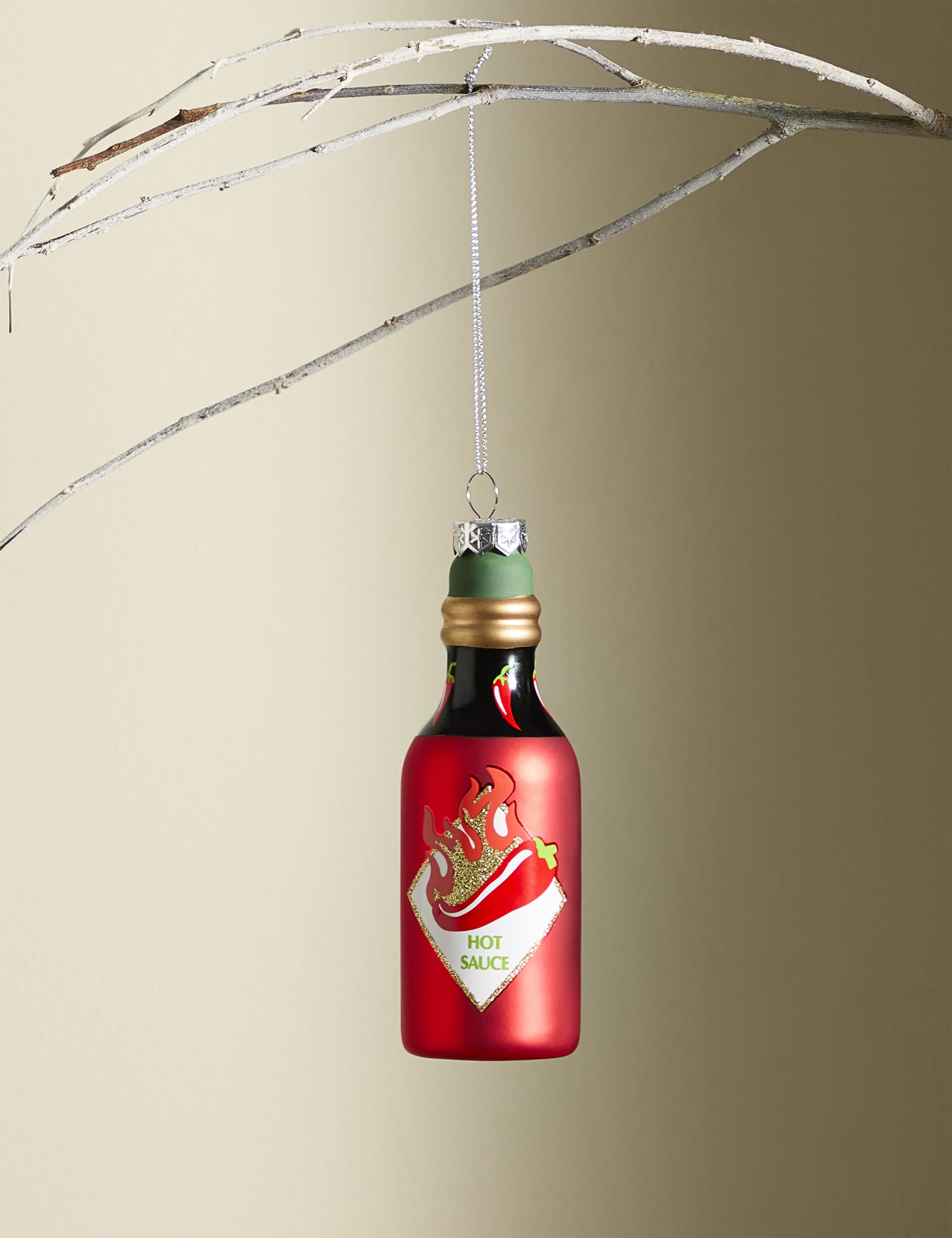 M&S Red Glass Hot Sauce Hanging Decoration - Multi, Multi