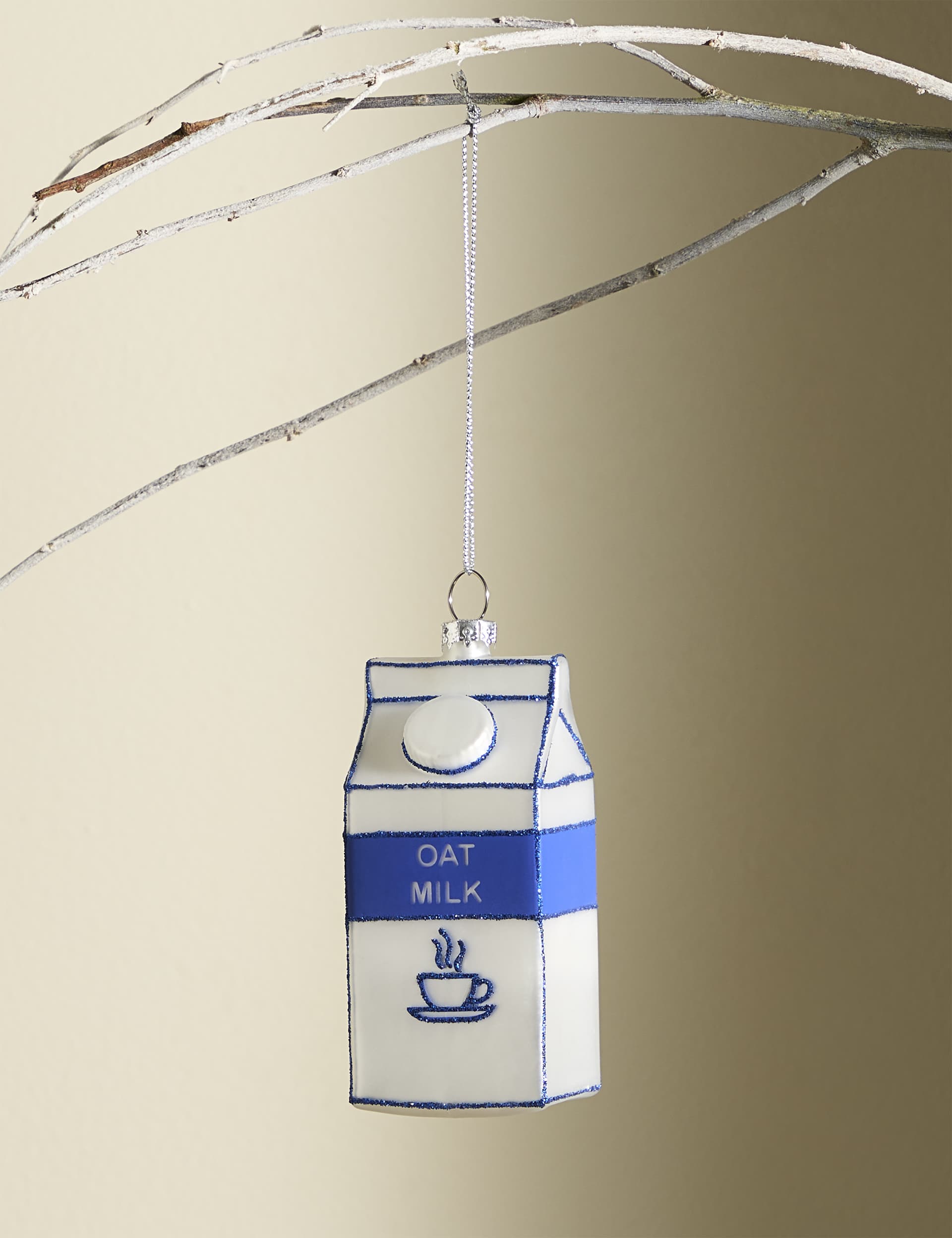 M&S Glass Oat Milk Hanging Decoration - Multi, Multi