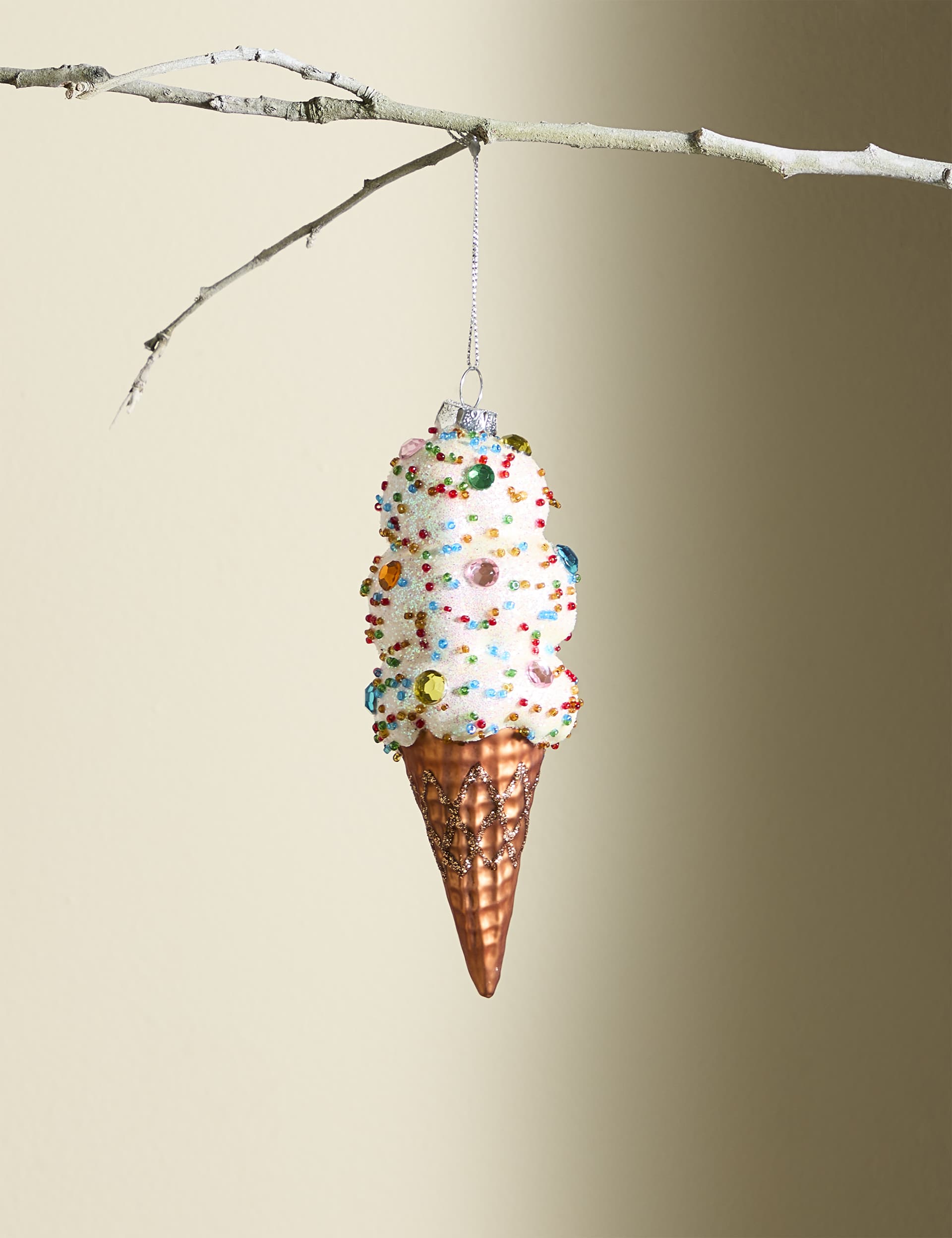 M&S Glass Jewelled Hanging Ice Cream Decoration - Multi, Multi