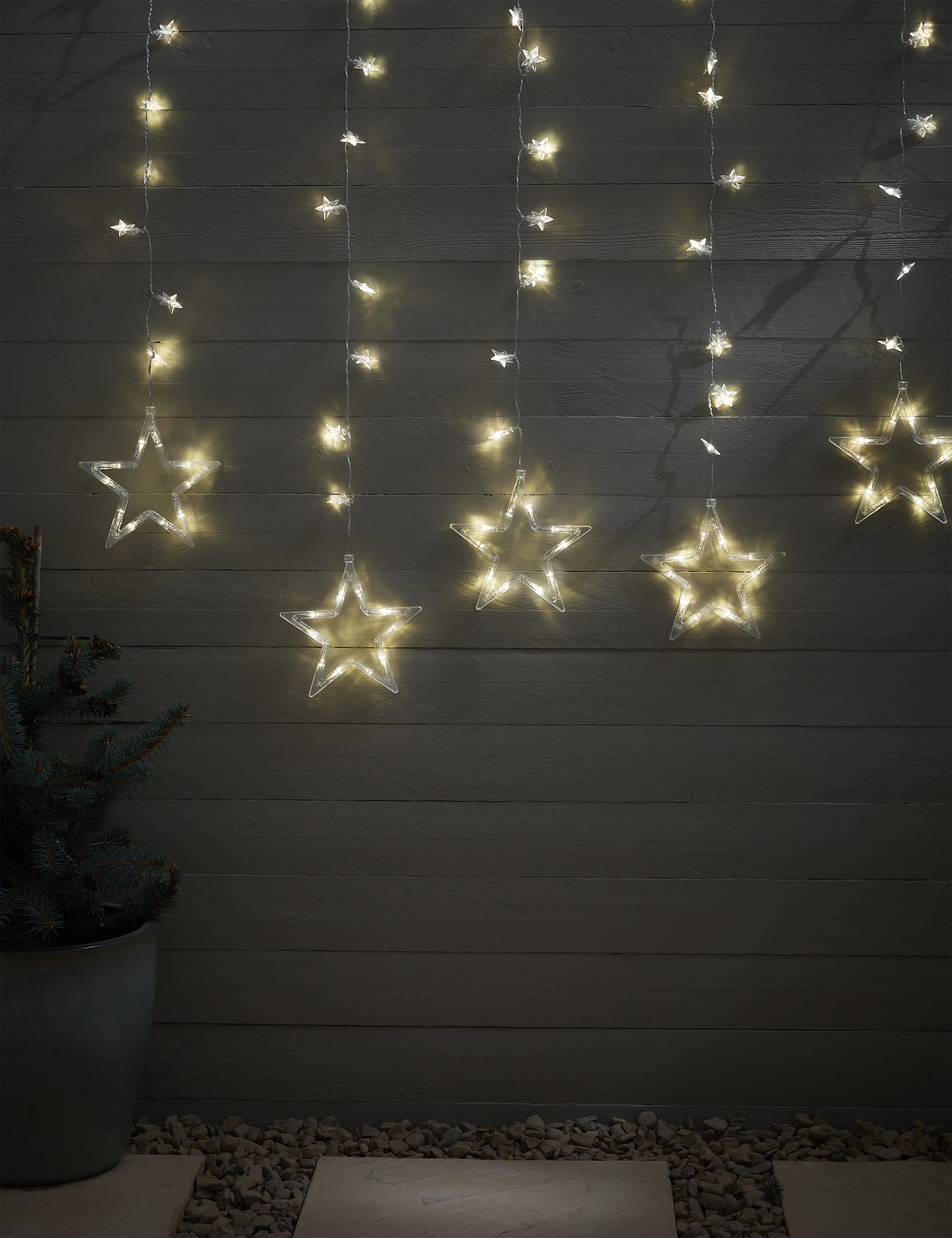 M&S LED Warm White Hanging Stars String Lights, White