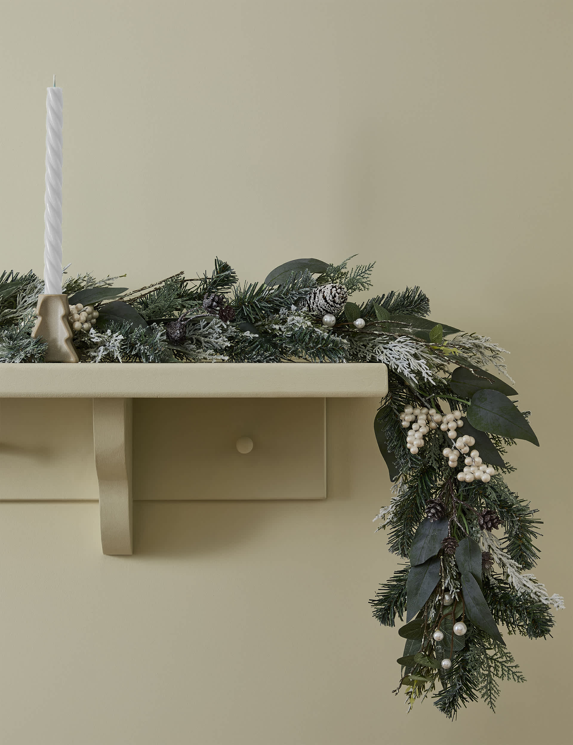 M&S 6ft Frosted Garland - White Mix, White Mix