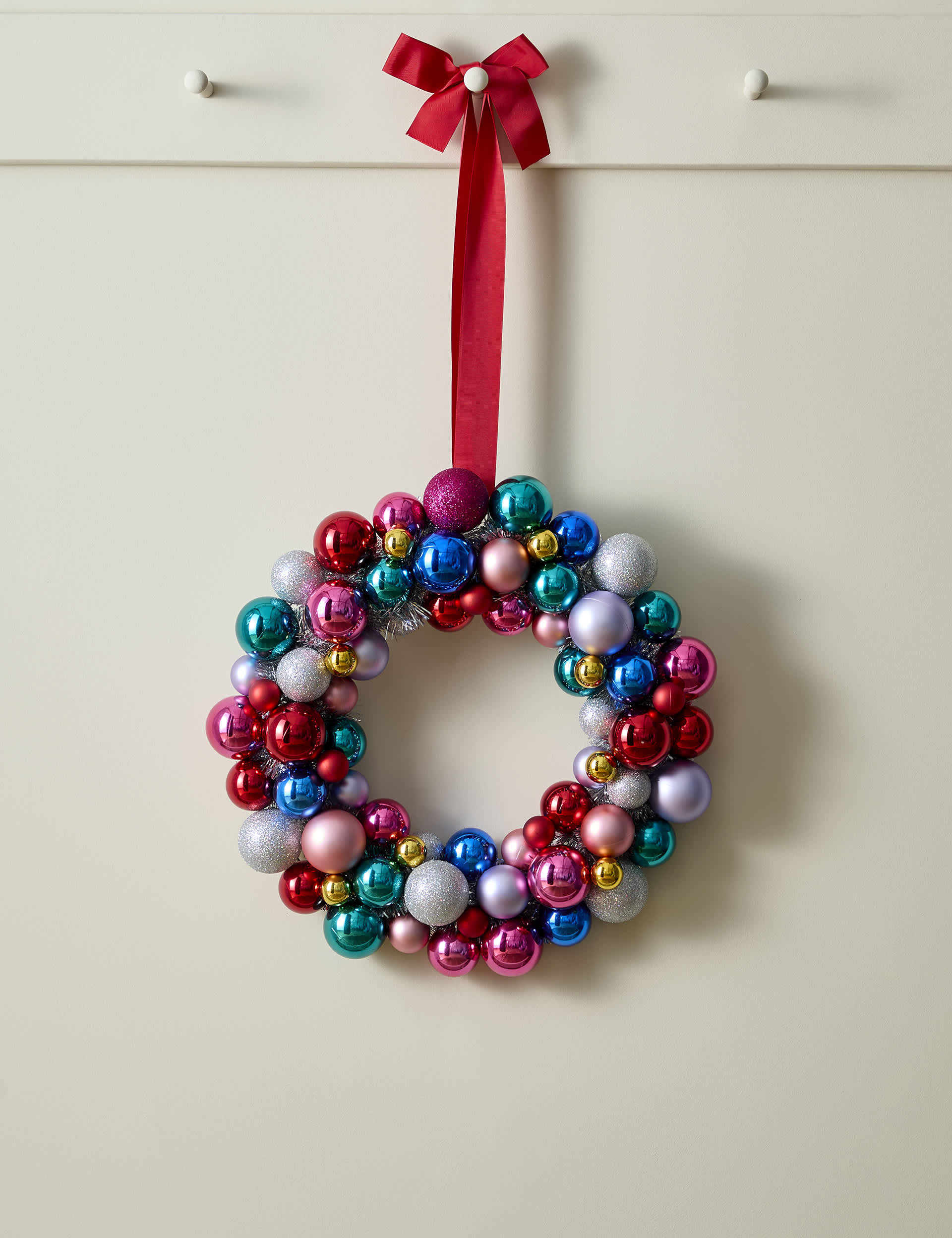 M&S Multicoloured Bauble Wreath, Multi