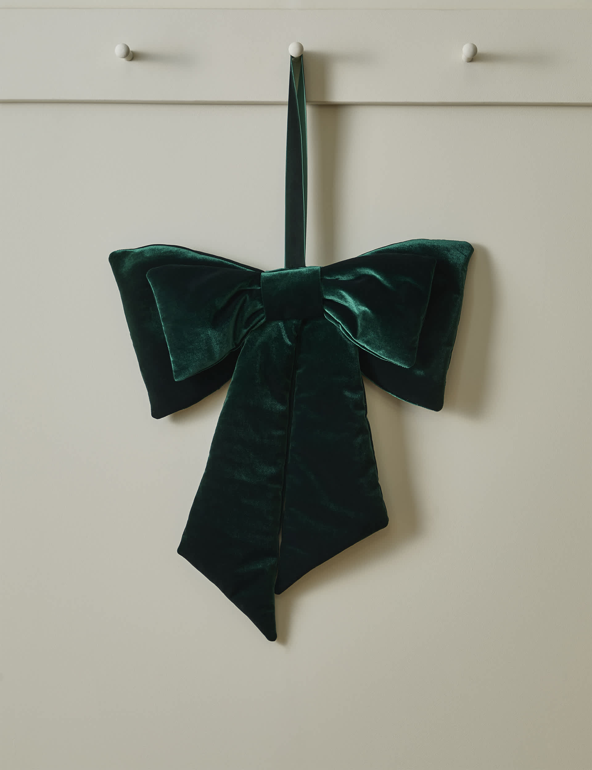 M&S Velvet Door Bow - Green, Green,Red