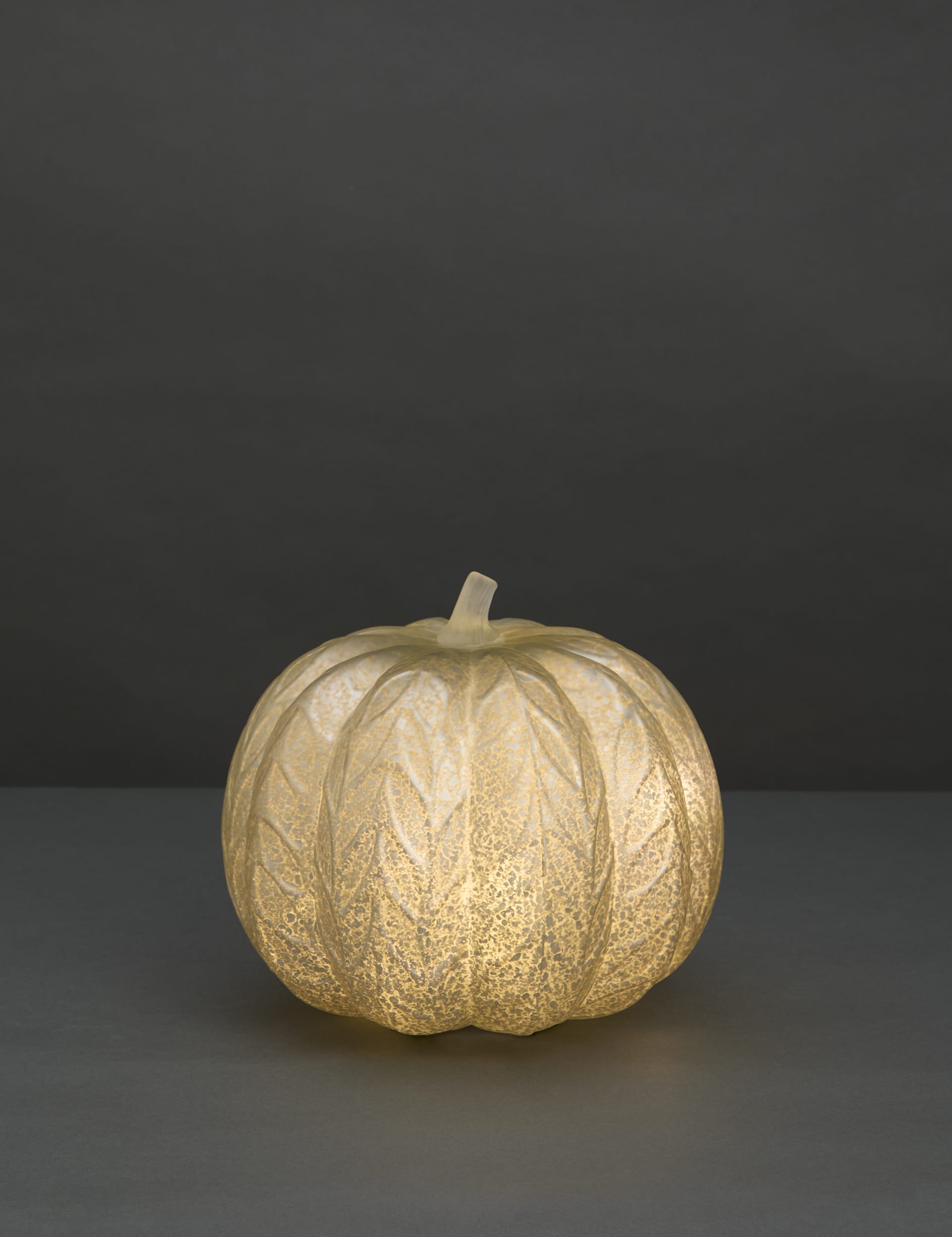 M&S Large Glass Light Up Pumpkin Decoration