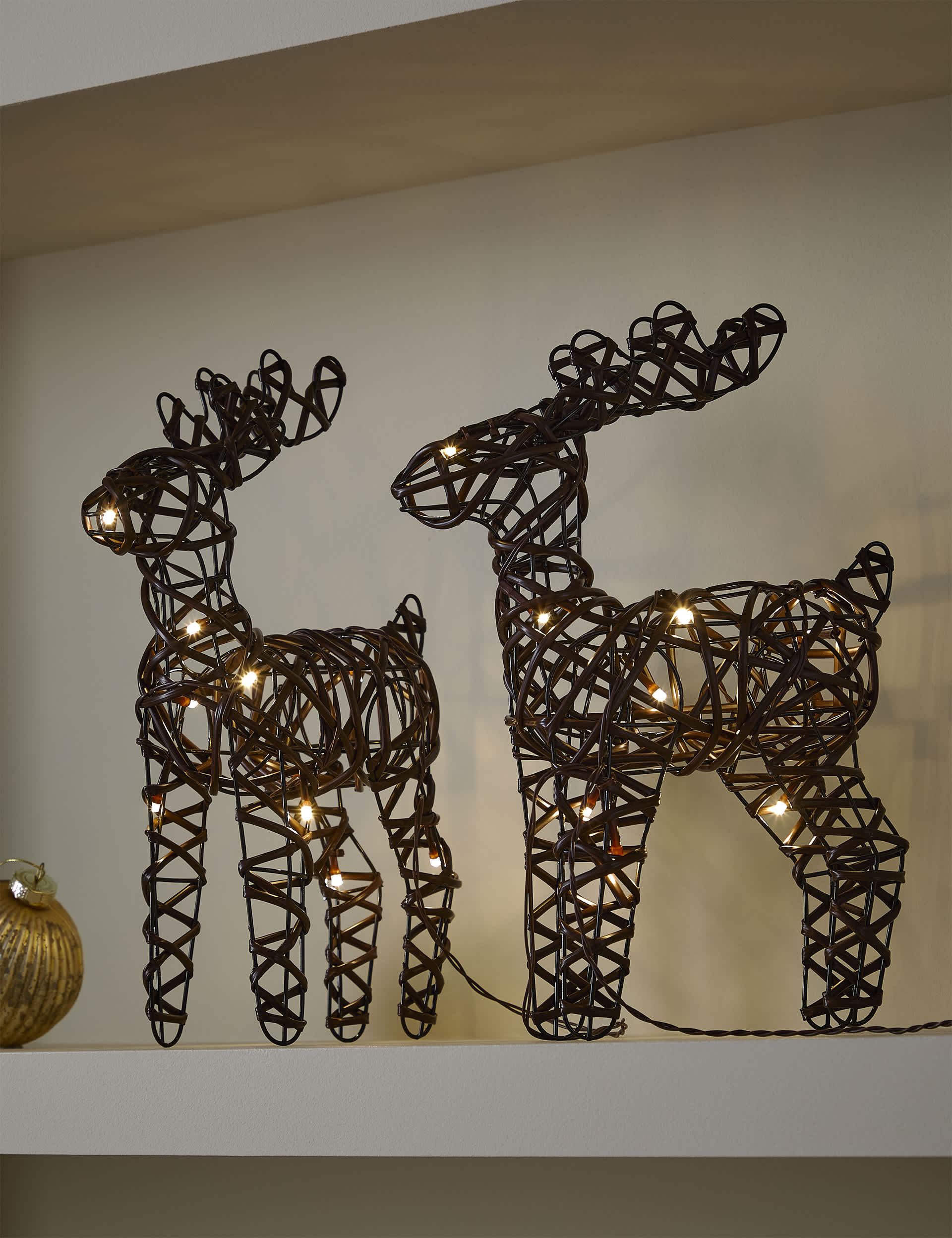 M&S Set of 2 Light Up Reindeer Decorations - Black, Black