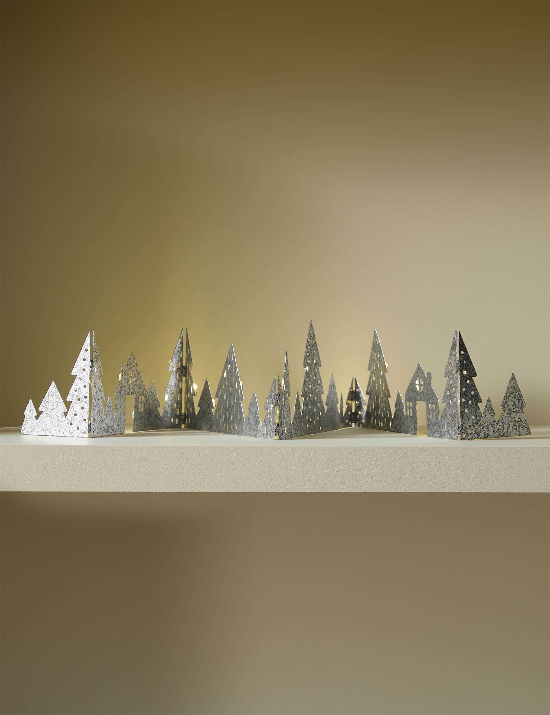 M&S Light Up Woodland Scene Decoration - Silver, Silver