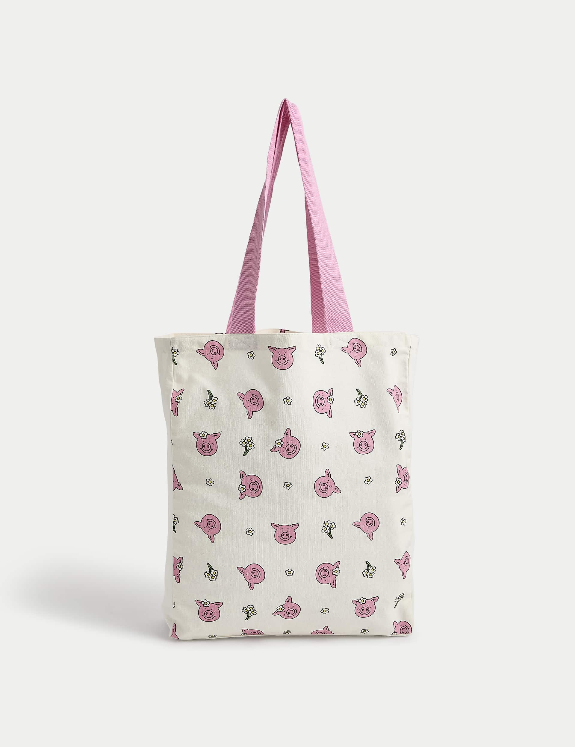 M&S Collection Percy Pig Floral Tote Bag - Pink Mix, Pink Mix