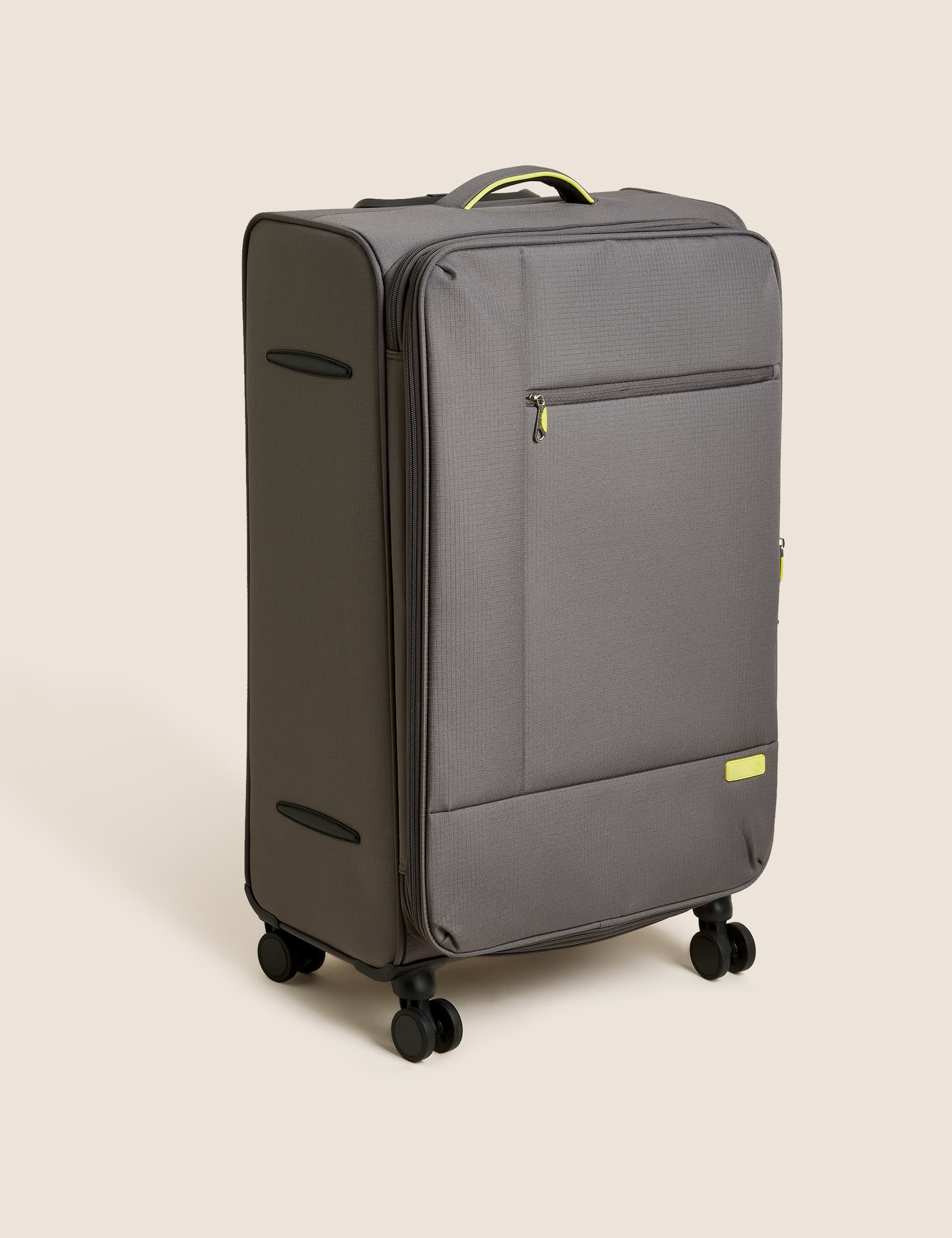 M&S Seville 4 Wheel Soft Large Suitcase - Grey, Khaki,Black,Grey