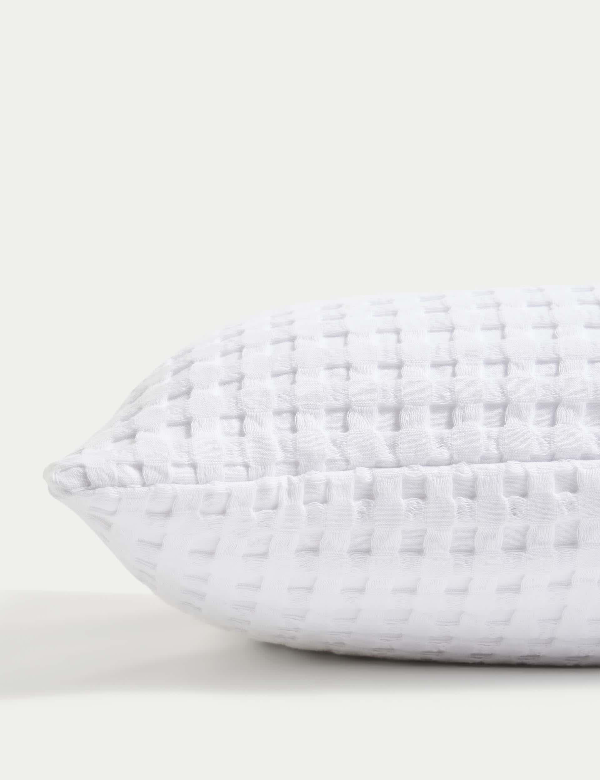 M&S Collection Pure Cotton Waffle Cushion - Soft White, Light Grey,Neutral,Soft White