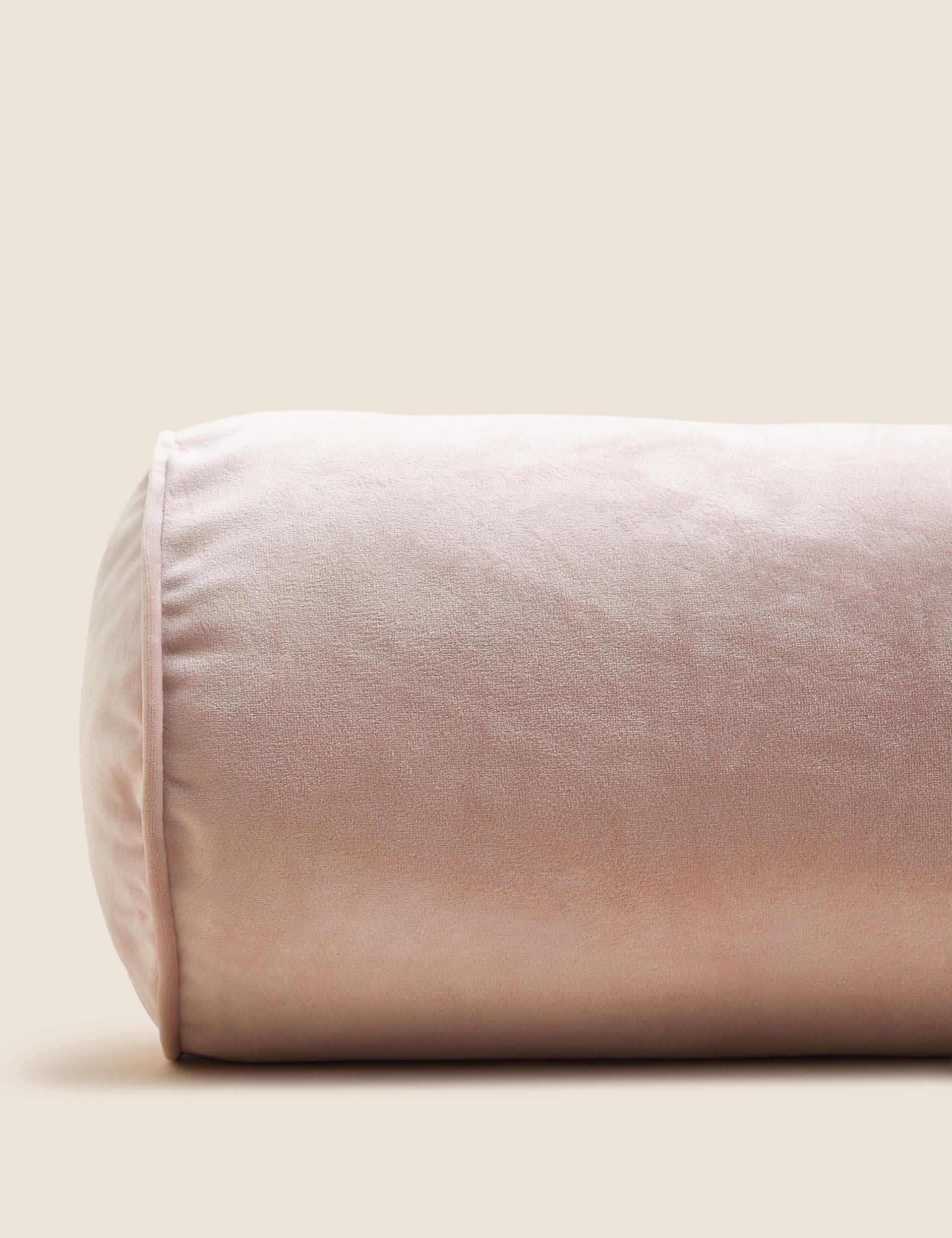 M&S Collection Velvet Piped Bolster Cushion - Pink, Sage,Light Grey,Pink