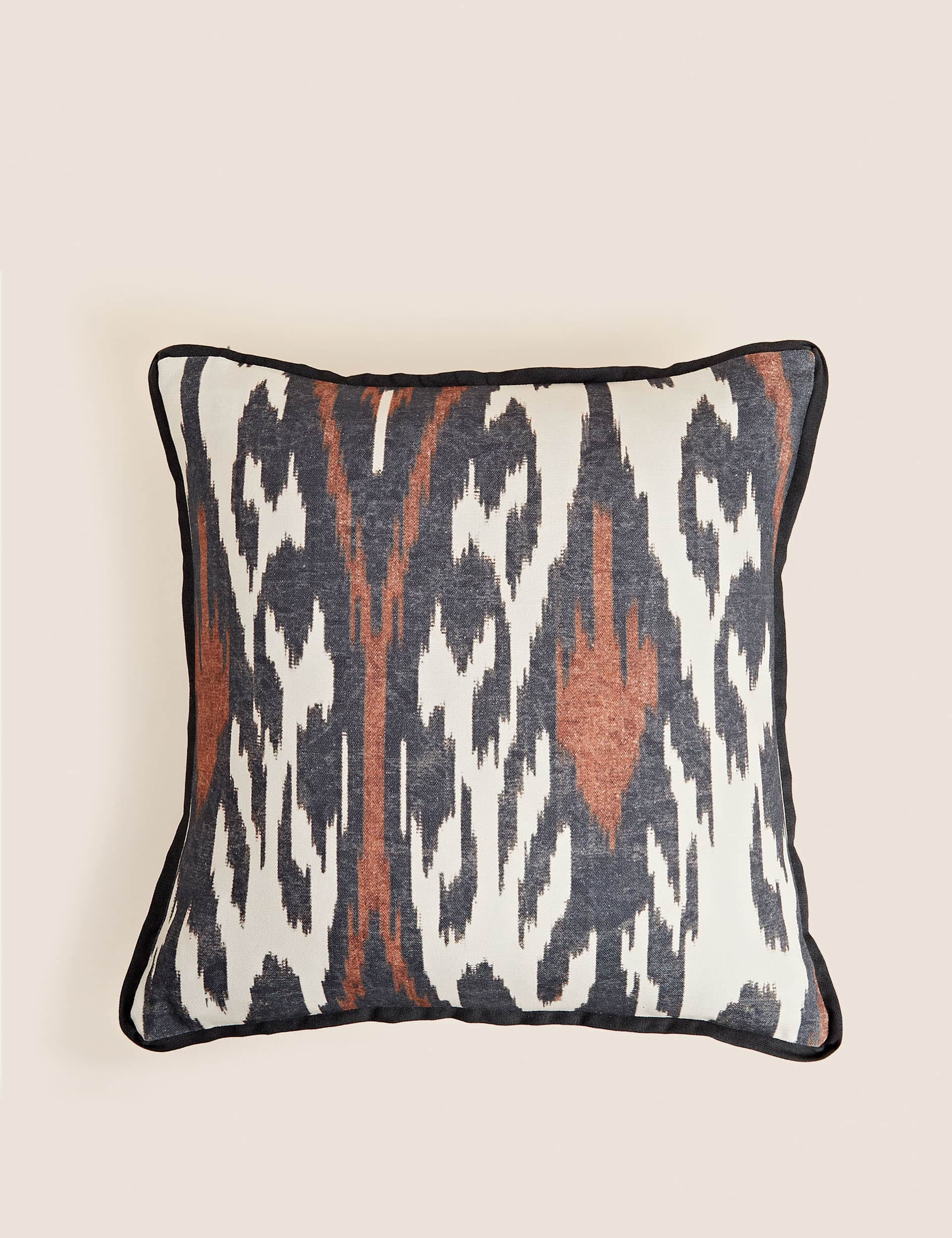 M&S Pure Cotton Ikat Print Cushion - Rust Mix, Rust Mix