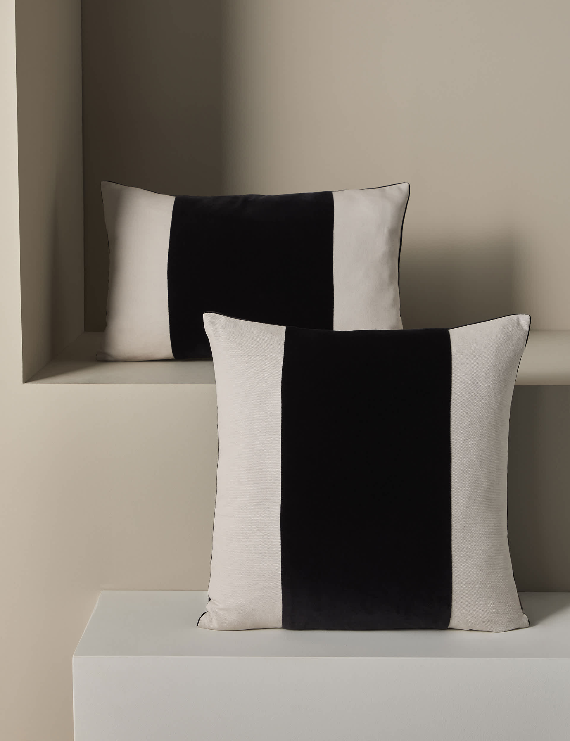 M&S X Kelly Hoppen Band Cushion - Taupe Mix, Taupe Mix,Grey Mix