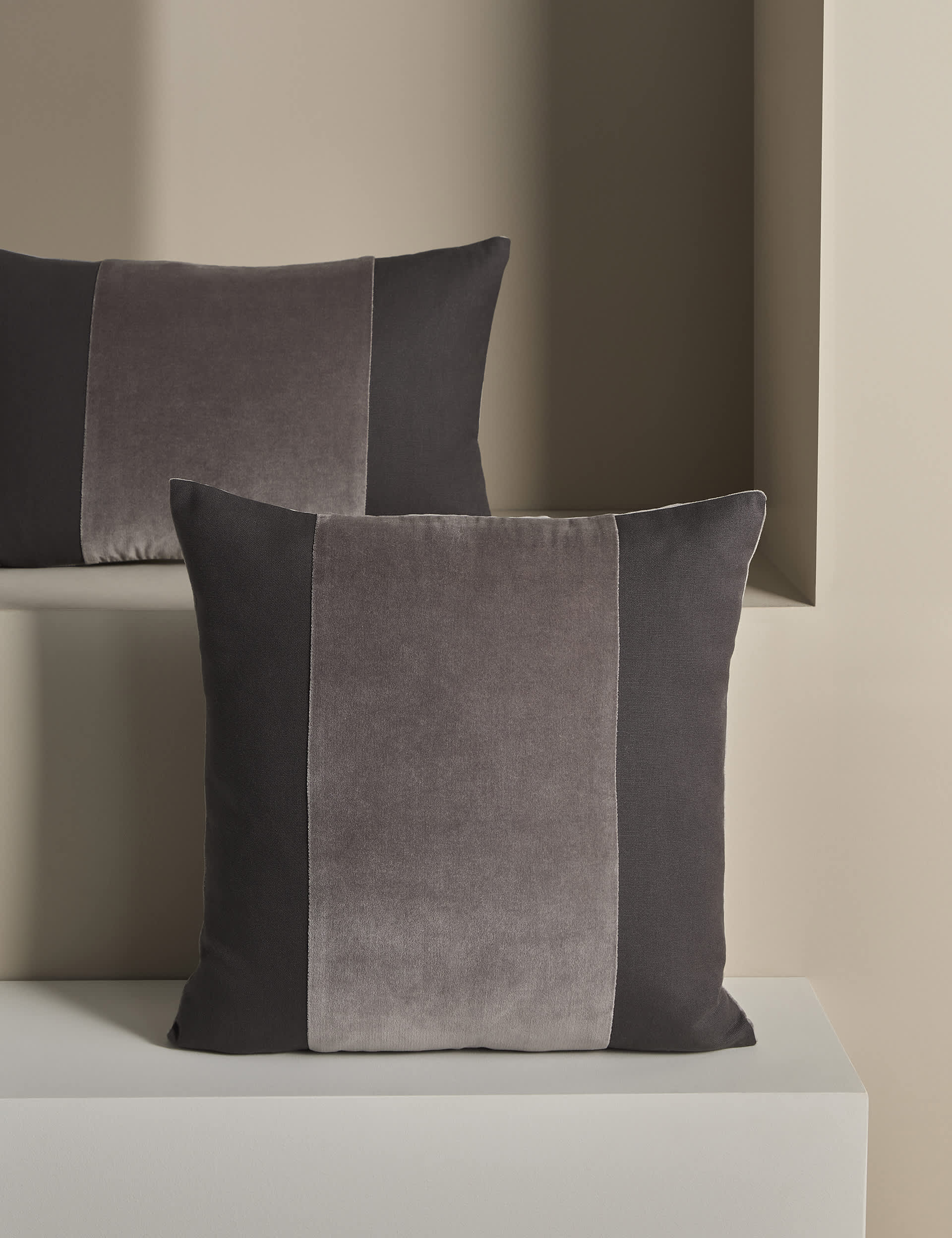 M&S X Kelly Hoppen Band Cushion - Grey Mix, Grey Mix,Taupe Mix