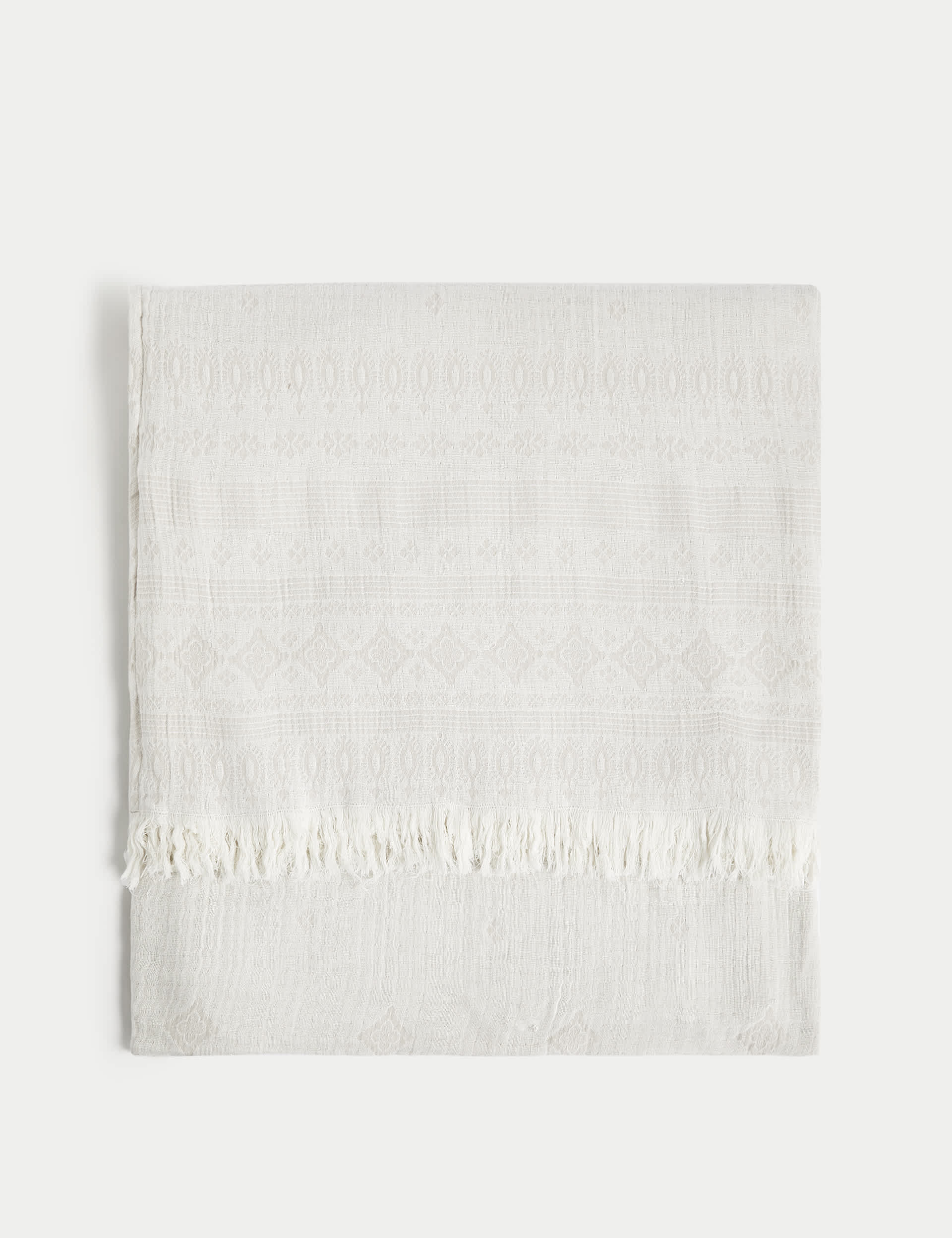 M&S X Fired Earth Jaipur Bandhani Pure Cotton Gauze Throw - Natural Mix, Weald Green,Natural Mix