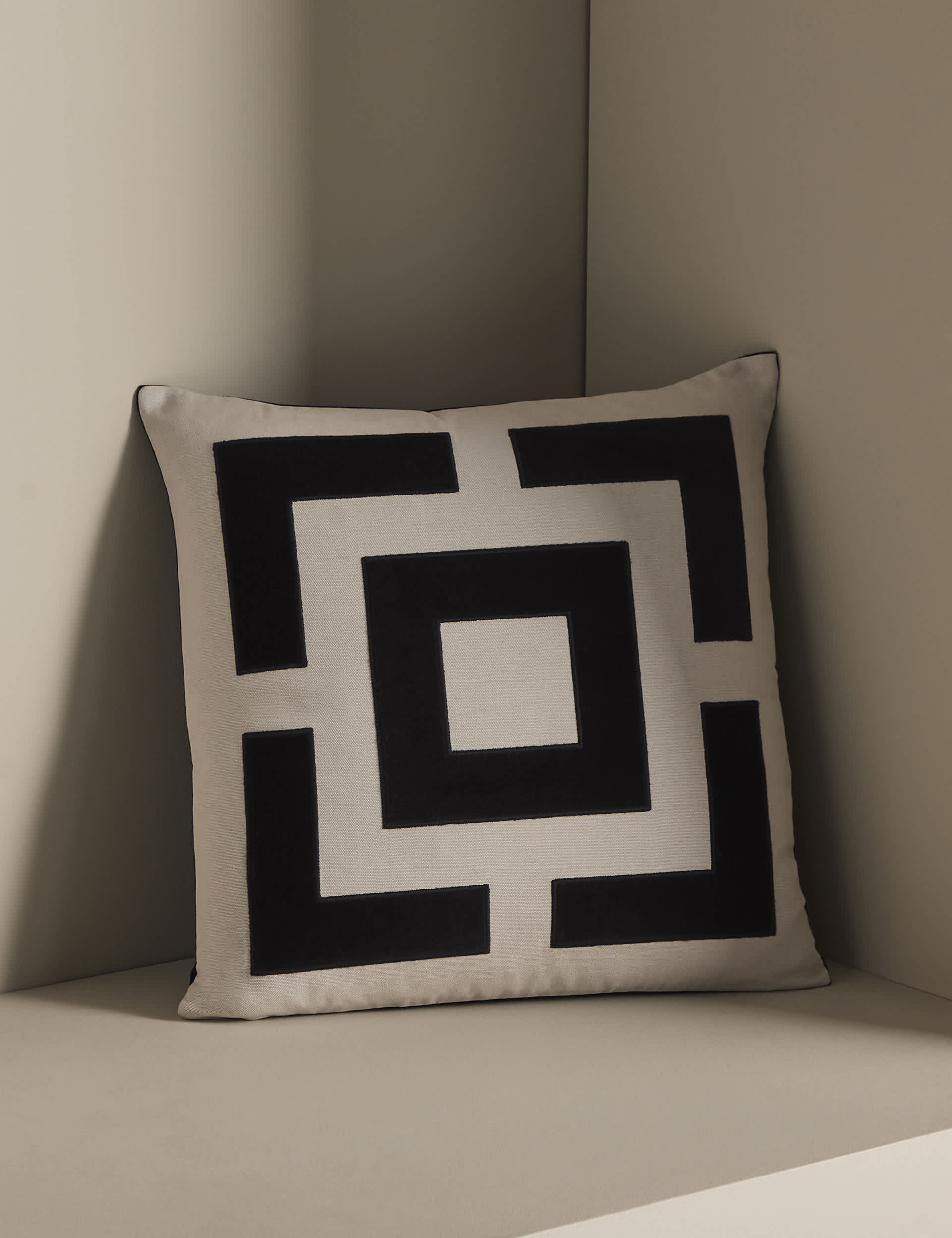 M&S X Kelly Hoppen Cut Square Cushion - Black Mix, Black Mix