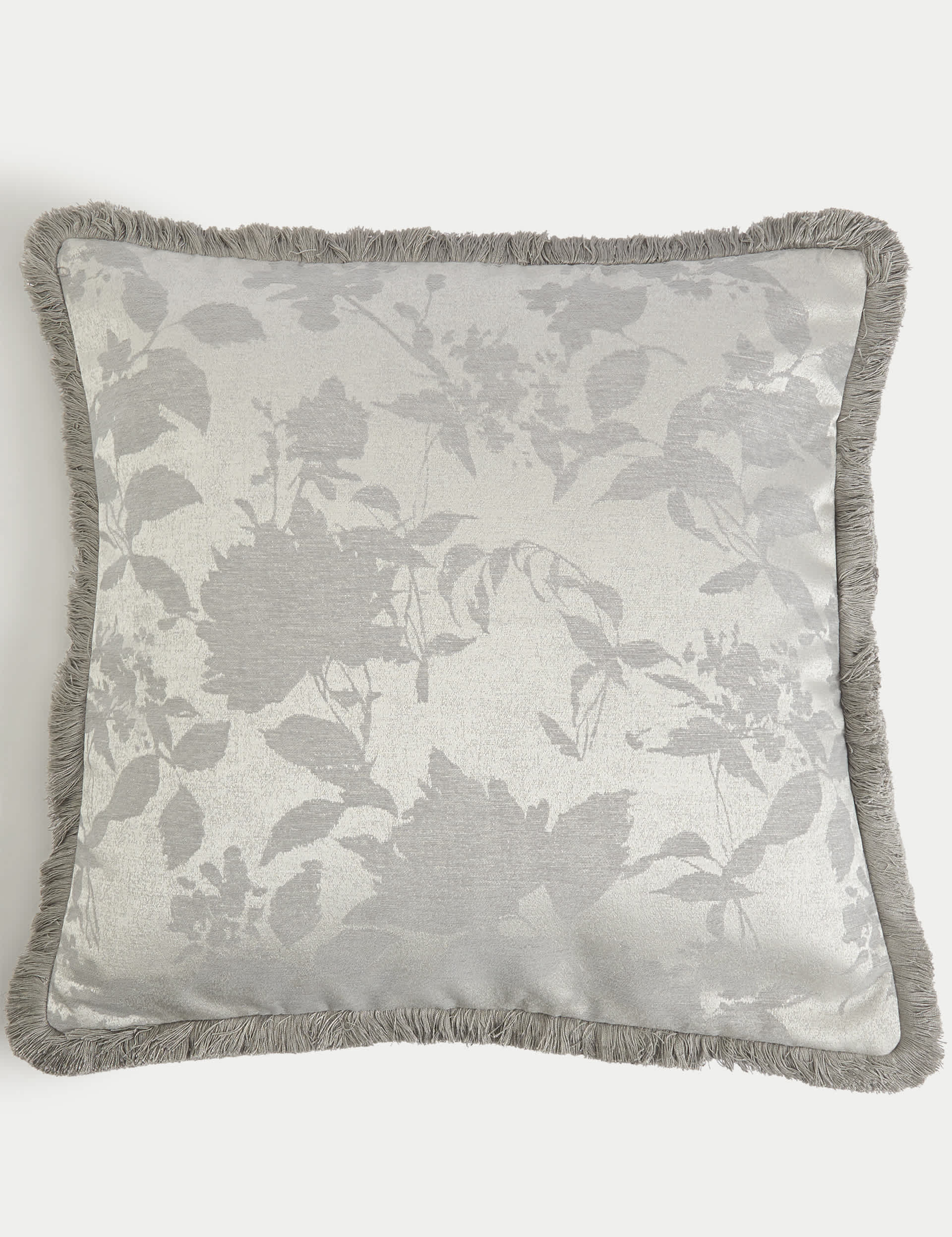 M&S Chenille Jacquard Cushion - Grey, Grey