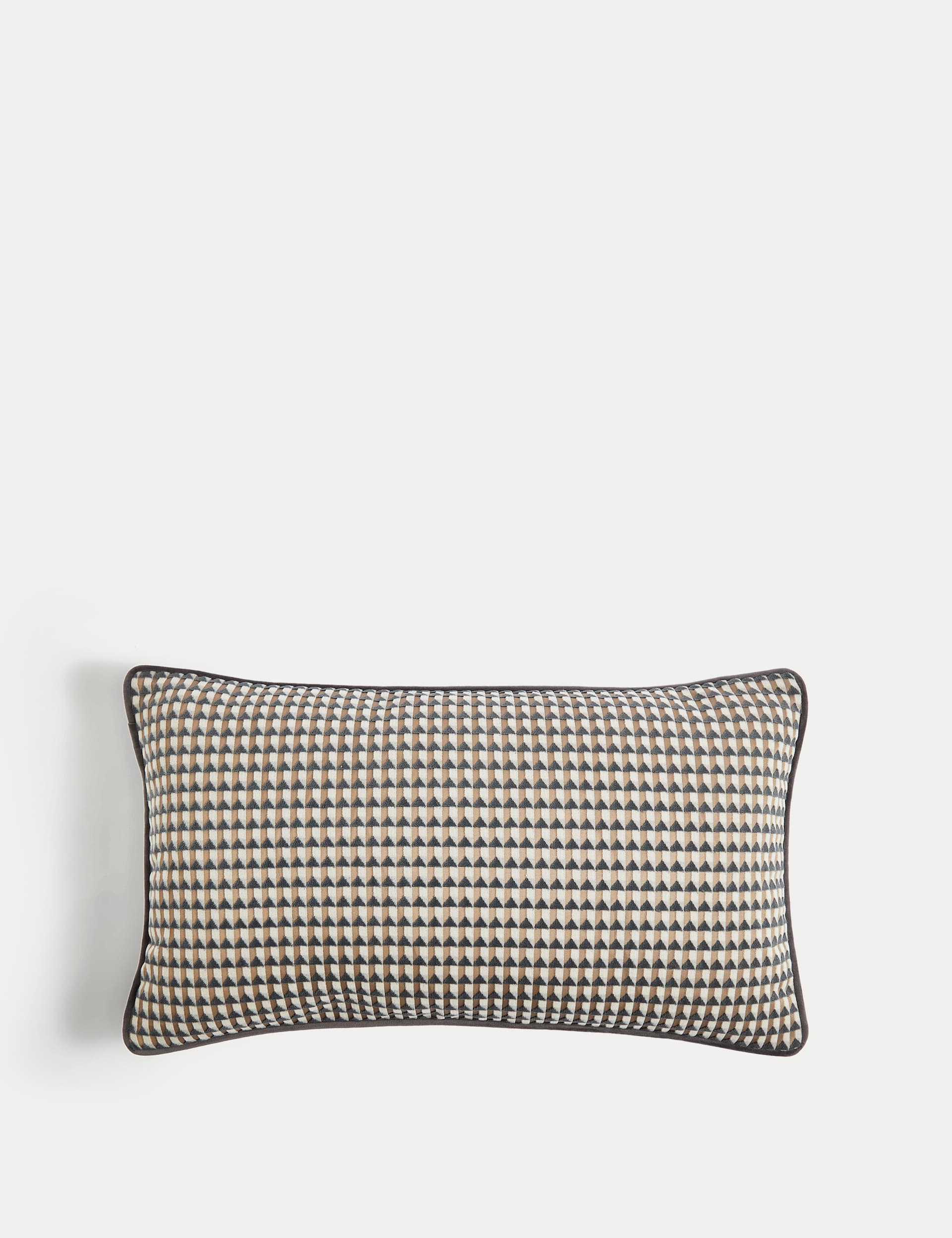 M&S Velvet Geometric Bolster Cushion - Grey Mix, Grey Mix