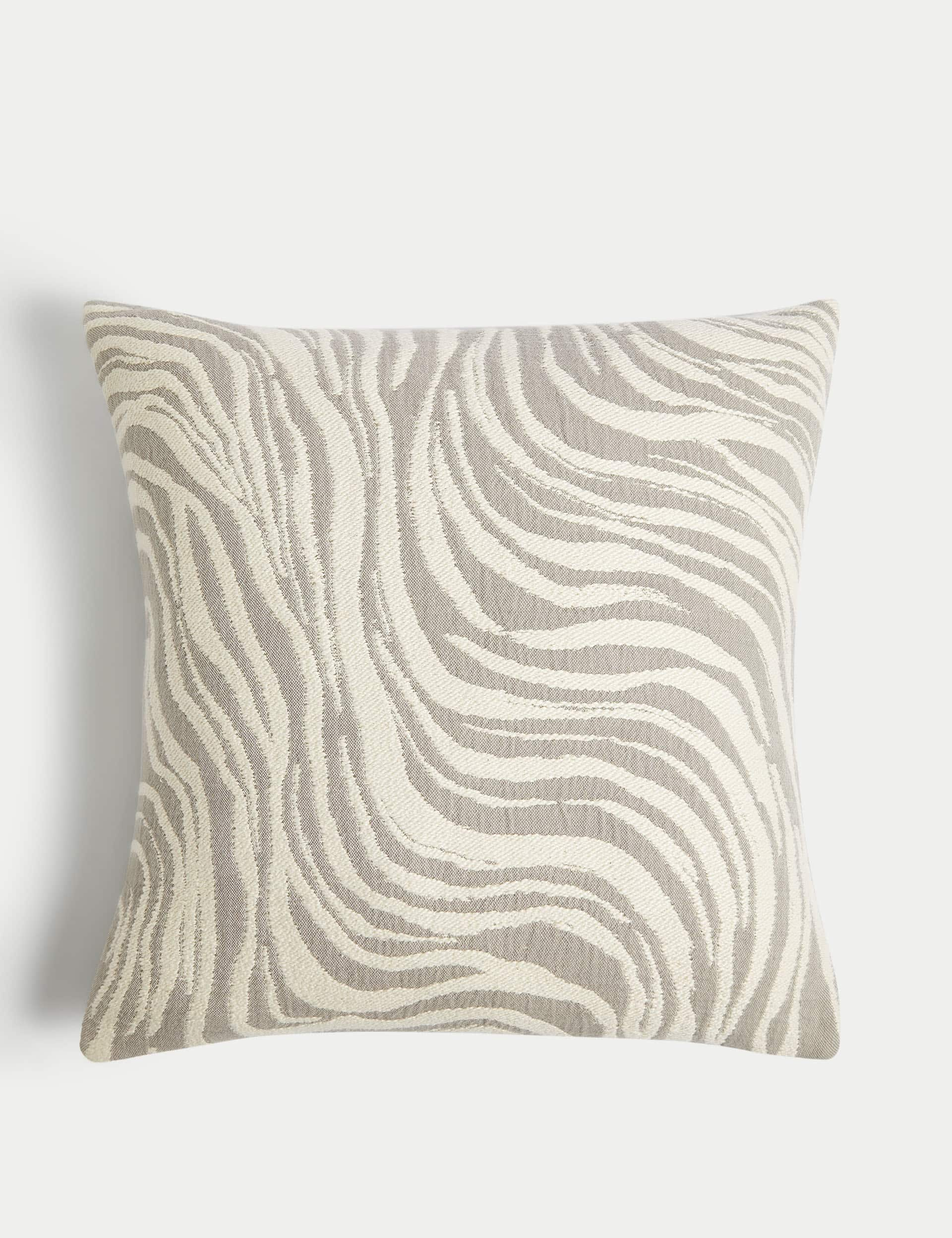 M&S Pure Cotton Jacquard Cushion - Grey Mix, Grey Mix