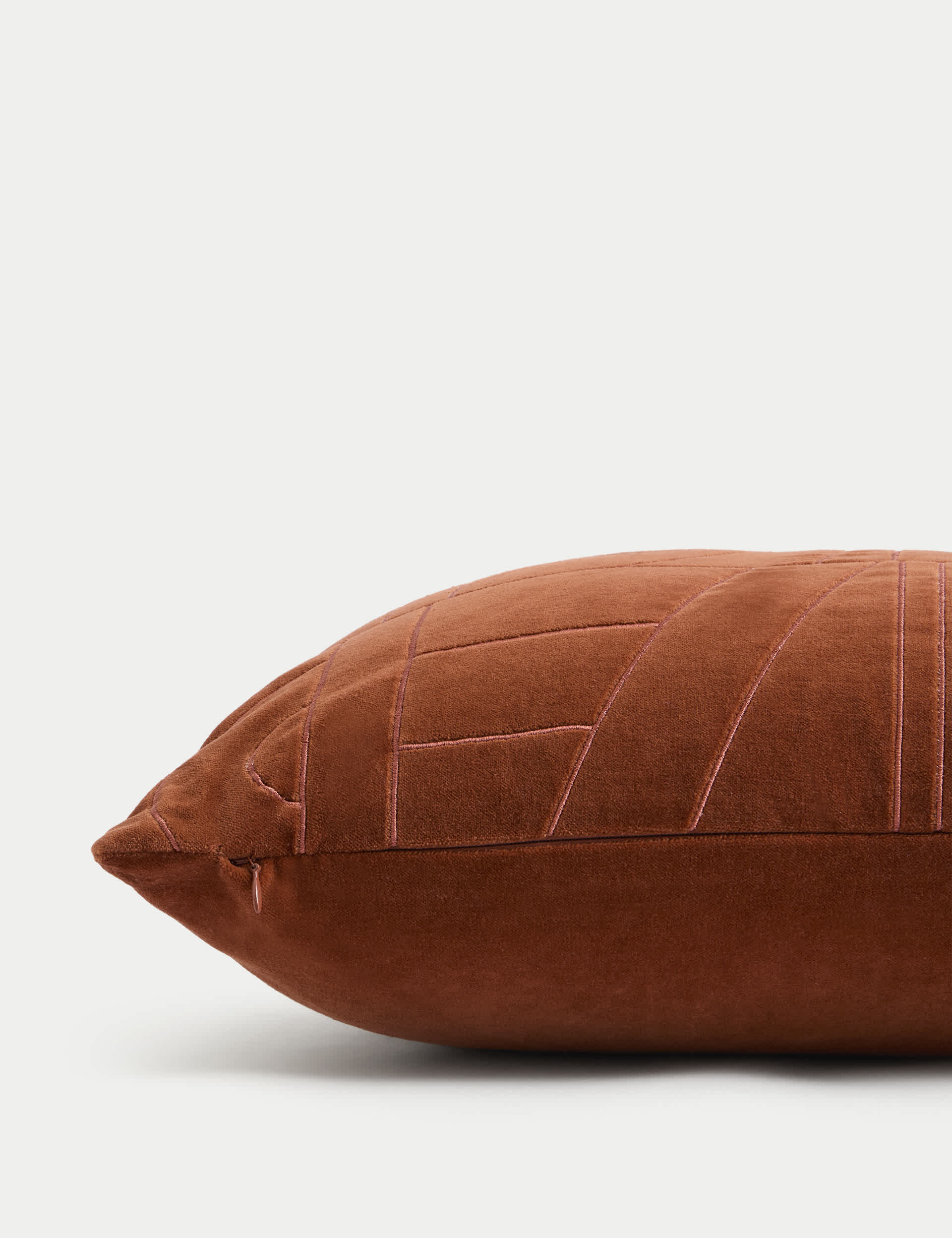 M&S Collection Velvet Embroidered Bolster Cushion - Rust, Rust