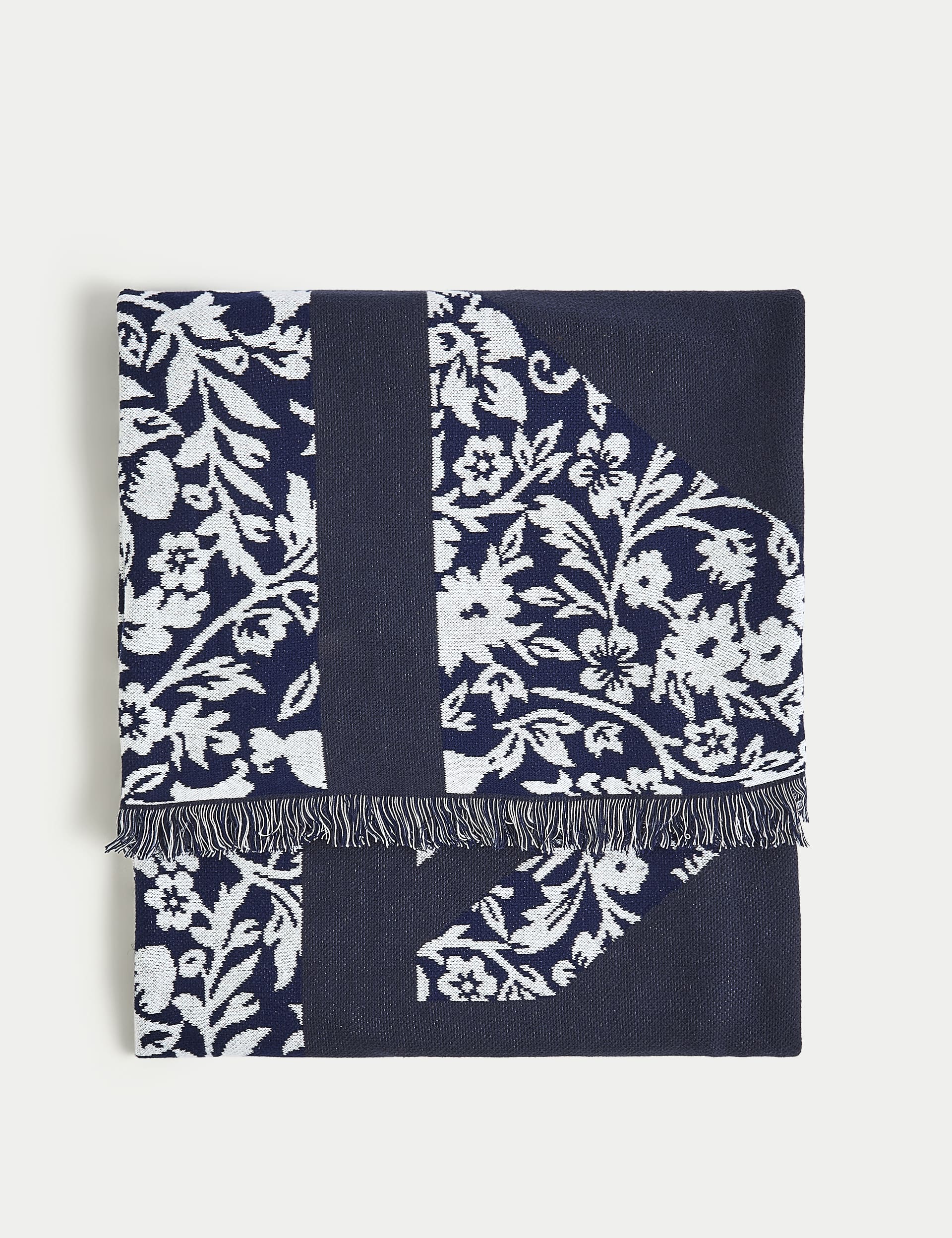 M&S Pure Cotton Union Jack Knitted Throw - Navy Mix, Navy Mix