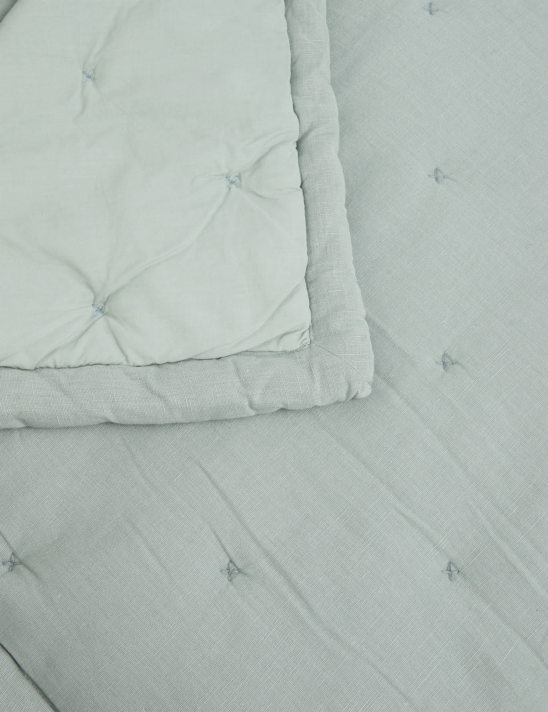 M&S X Fired Earth Cotton with Linen Bedspread - MED - Storm, Dragons Blood,Weald Green,Under The Wav