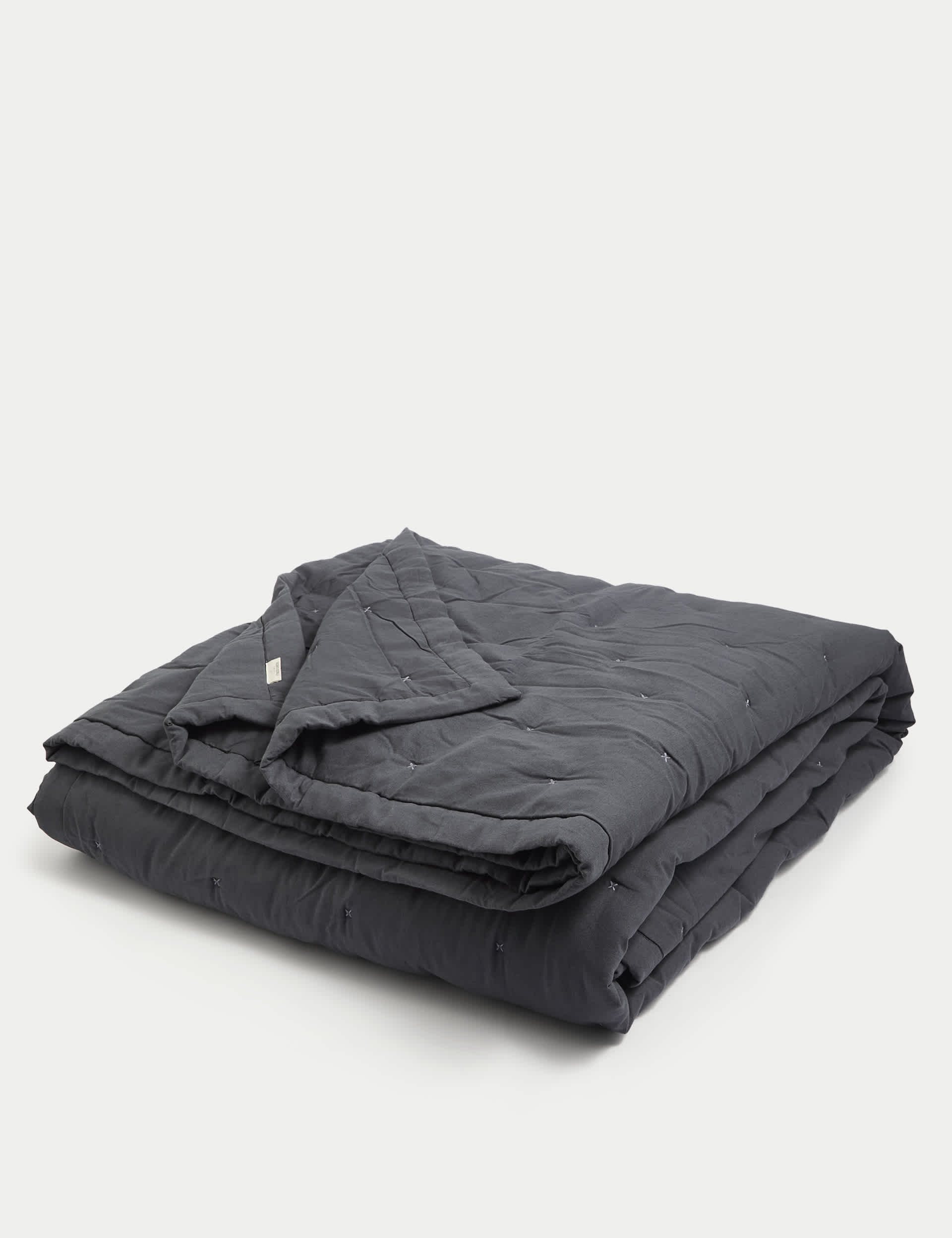 M&S X Fired Earth Cotton with Linen Bedspread - XL - Charcoal, Dragons Blood,Weald Green,Storm,Under