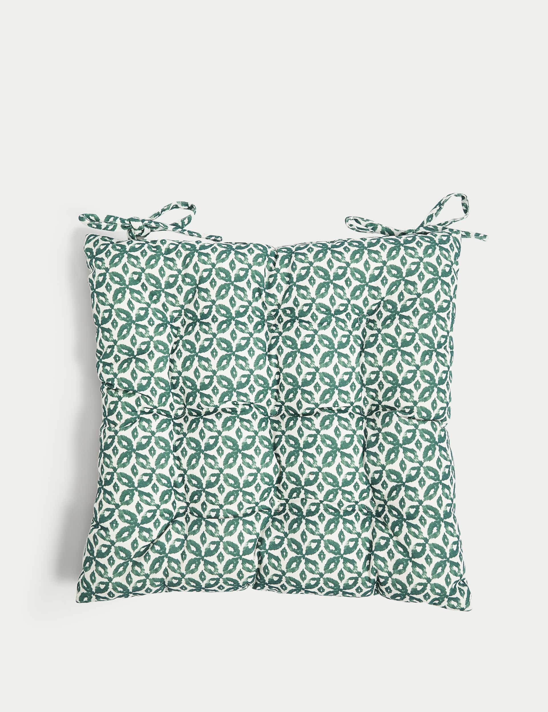 M&S Set of 2 Geometric Outdoor Seat Pads - Teal Mix, Teal Mix