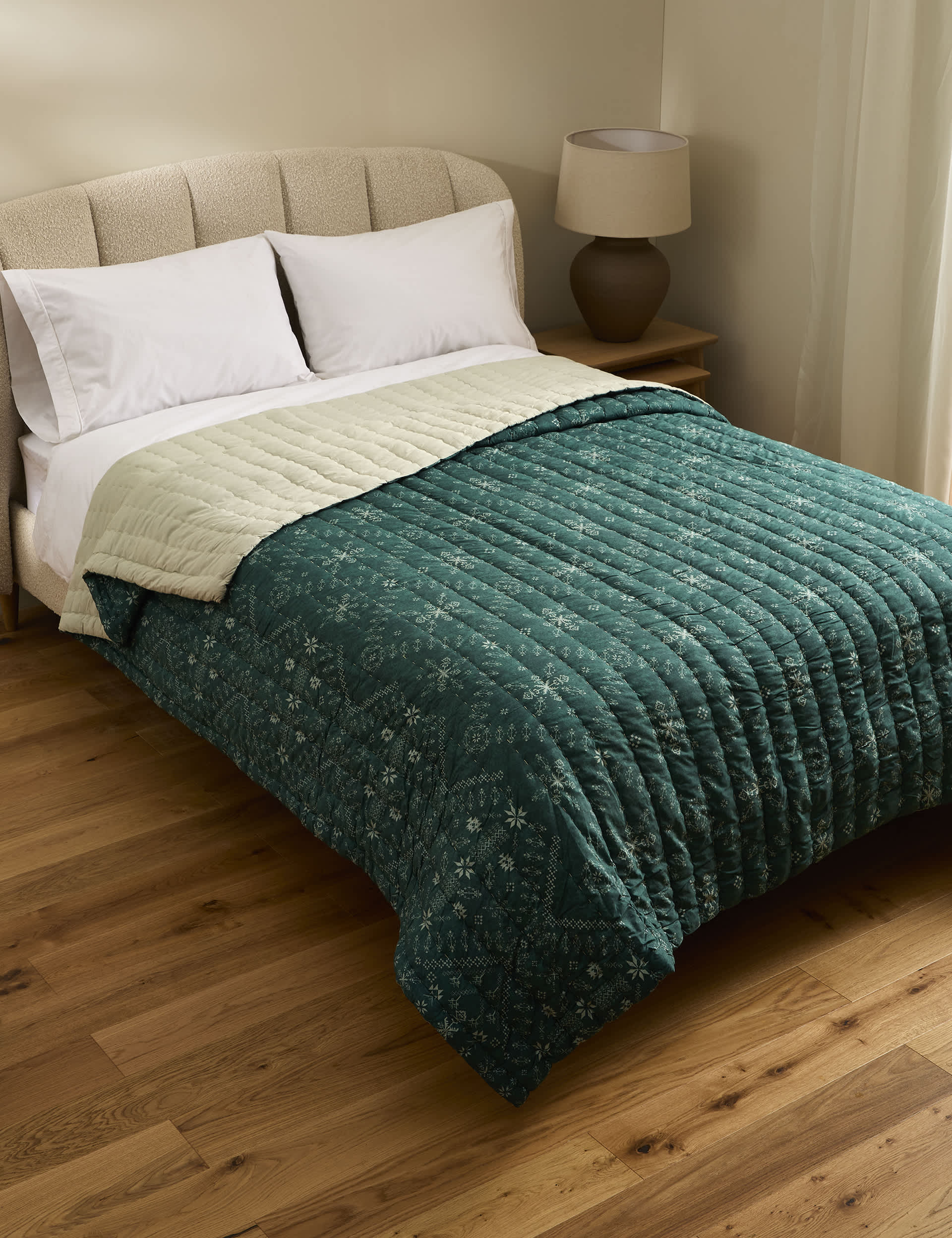 M&S X Fired Earth Tahoe Pure Cotton Printed Bedspread - Large - Hesper, Hesper